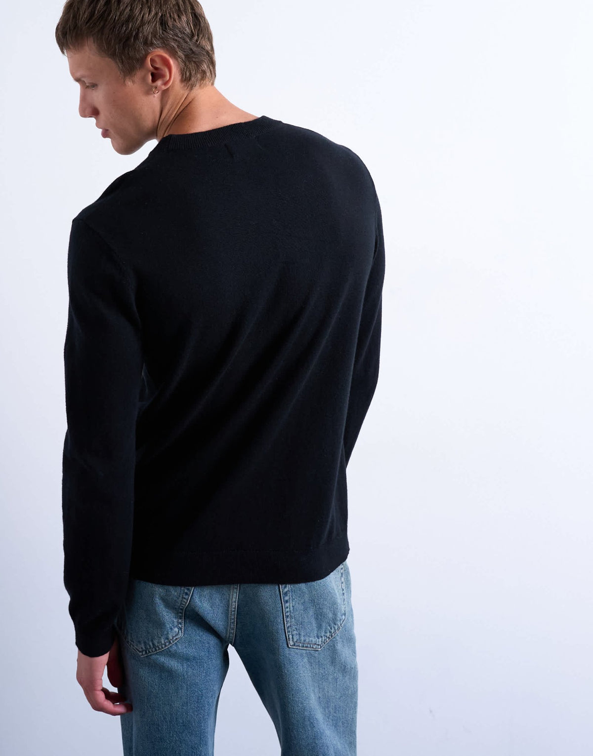 Topman essential knitted crew neck in black - ASOS Sample Sale