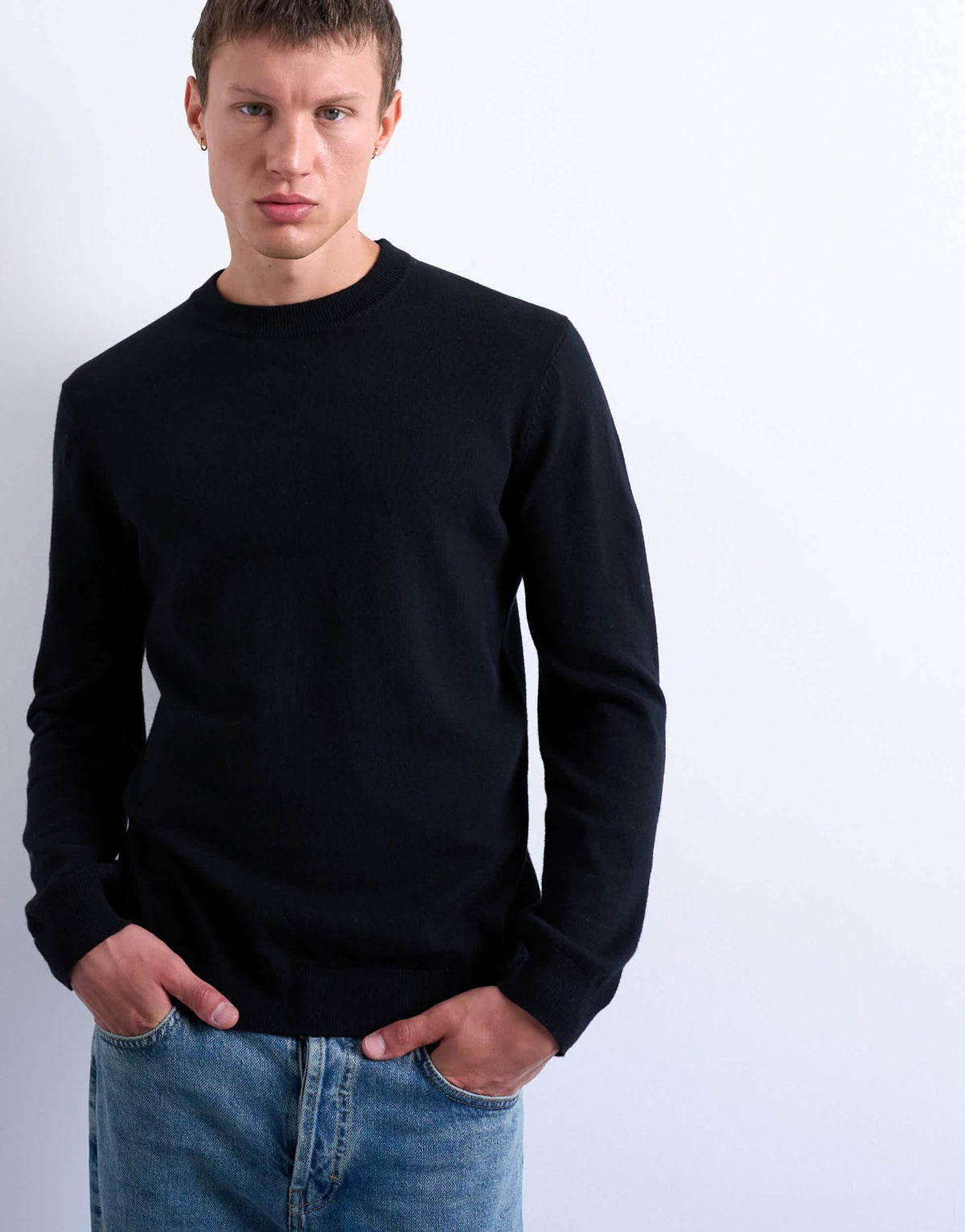 Topman essential knitted crew neck in black - ASOS Sample Sale