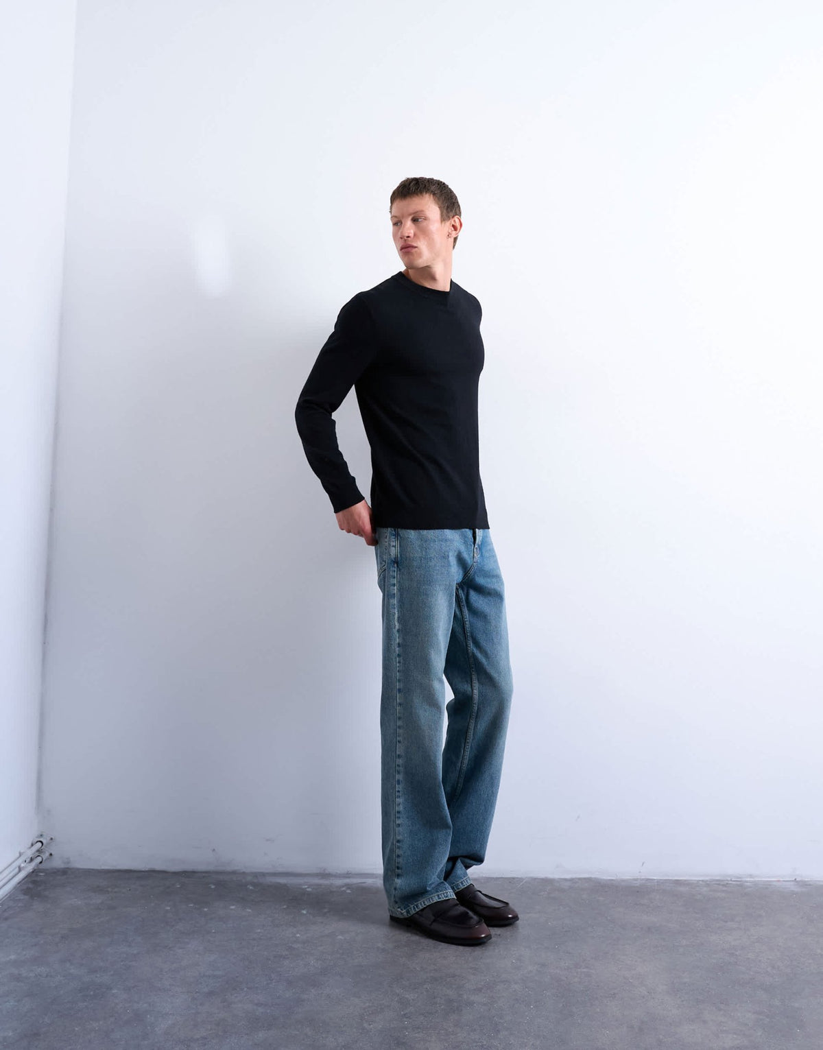 Topman essential knitted crew neck in black - ASOS Sample Sale