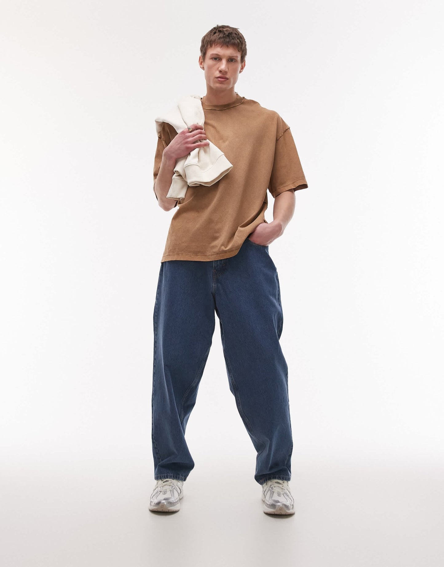 Topman extreme oversized washed raw seam detail t-shirt in brown - ASOS Sample Sale
