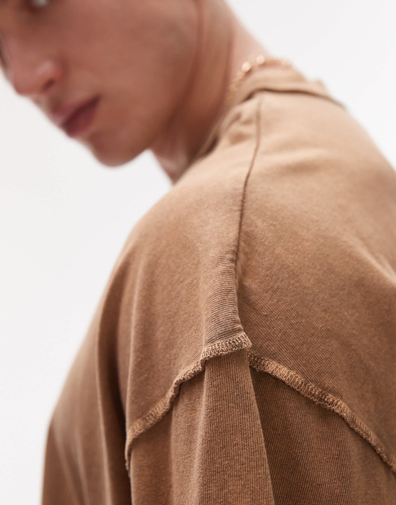 Topman extreme oversized washed raw seam detail t-shirt in brown - ASOS Sample Sale
