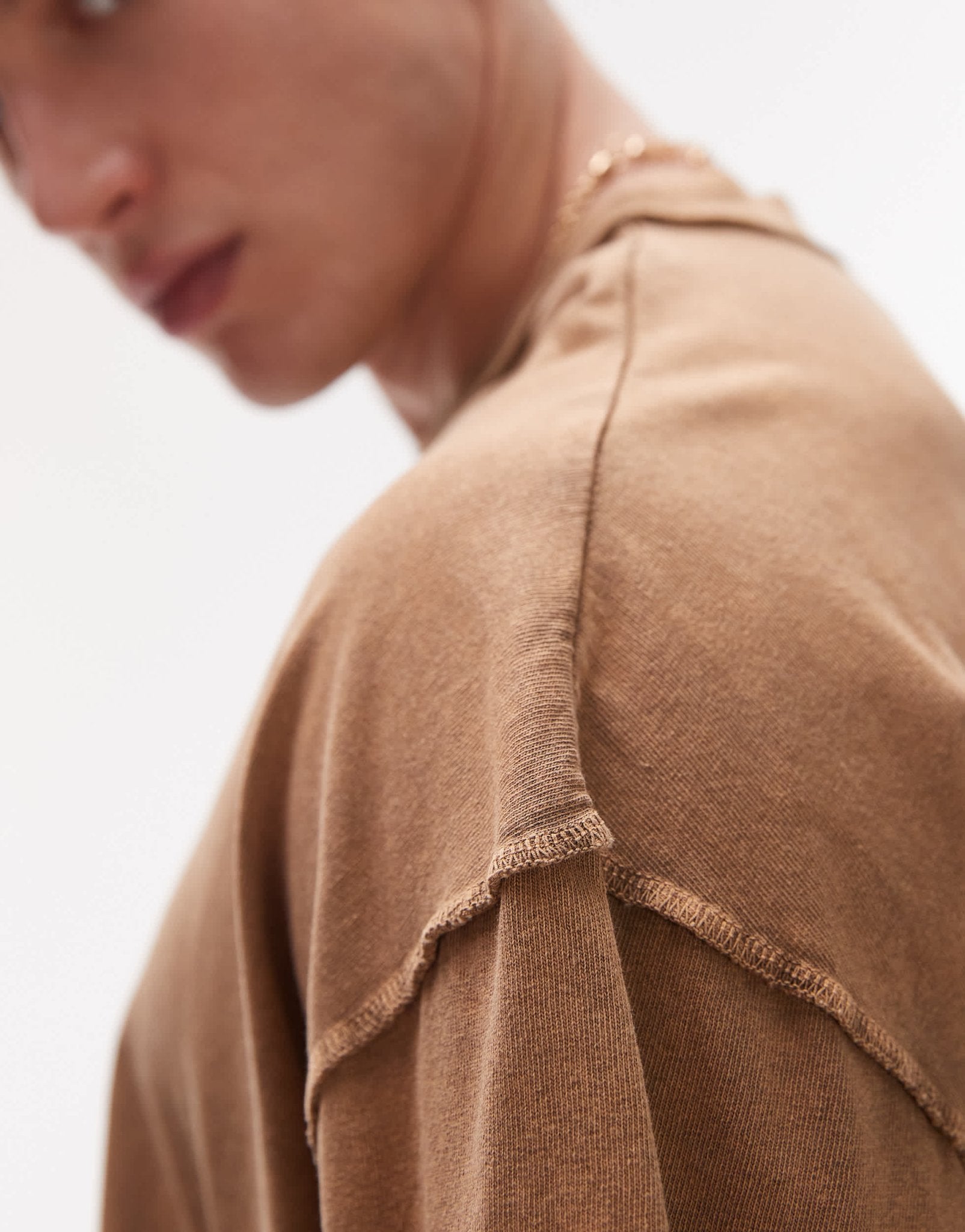 Topman extreme oversized washed raw seam detail t-shirt in brown - ASOS Sample Sale