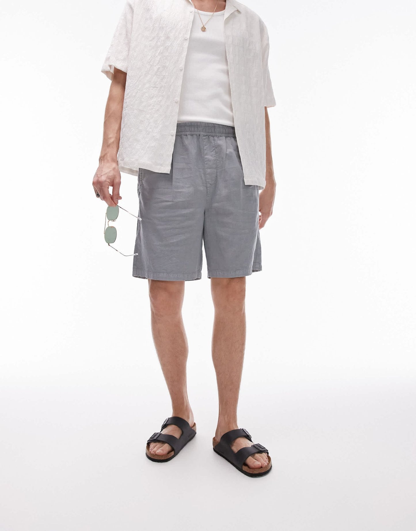 Topman linen blend shorts in grey - ASOS Sample Sale