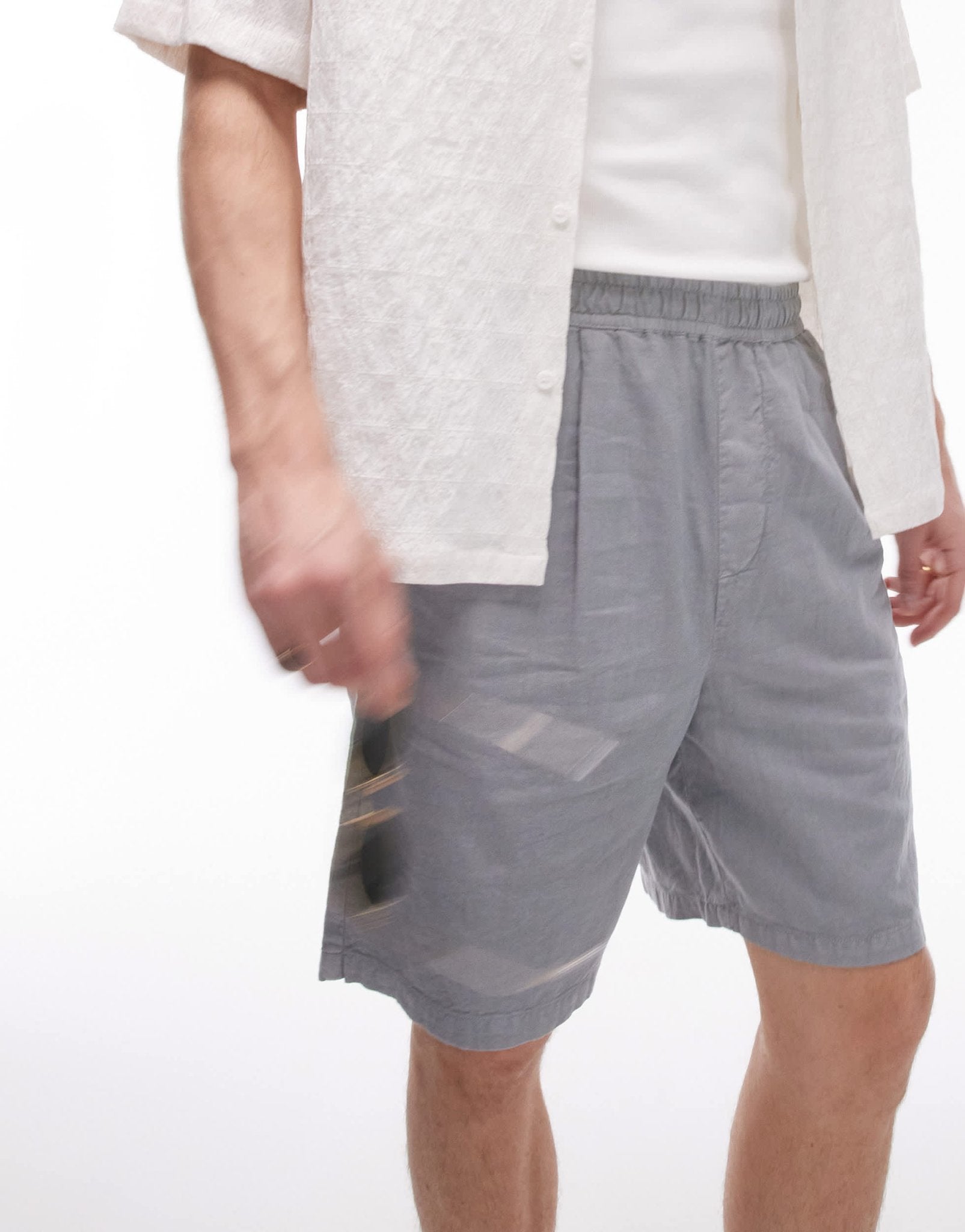 Topman linen blend shorts in grey - ASOS Sample Sale