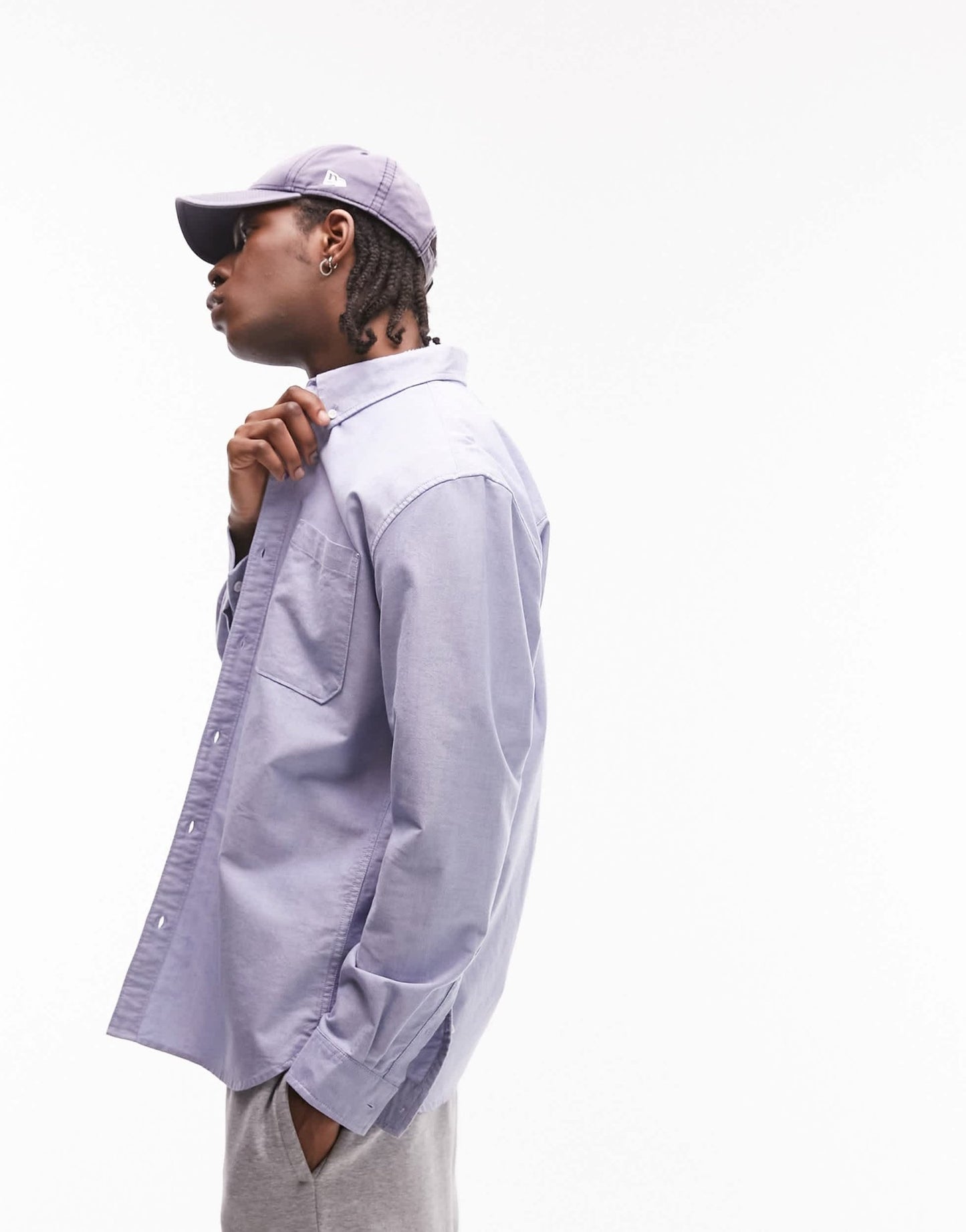 Topman long sleeve relaxed fit oxford shirt in blue - ASOS Sample Sale