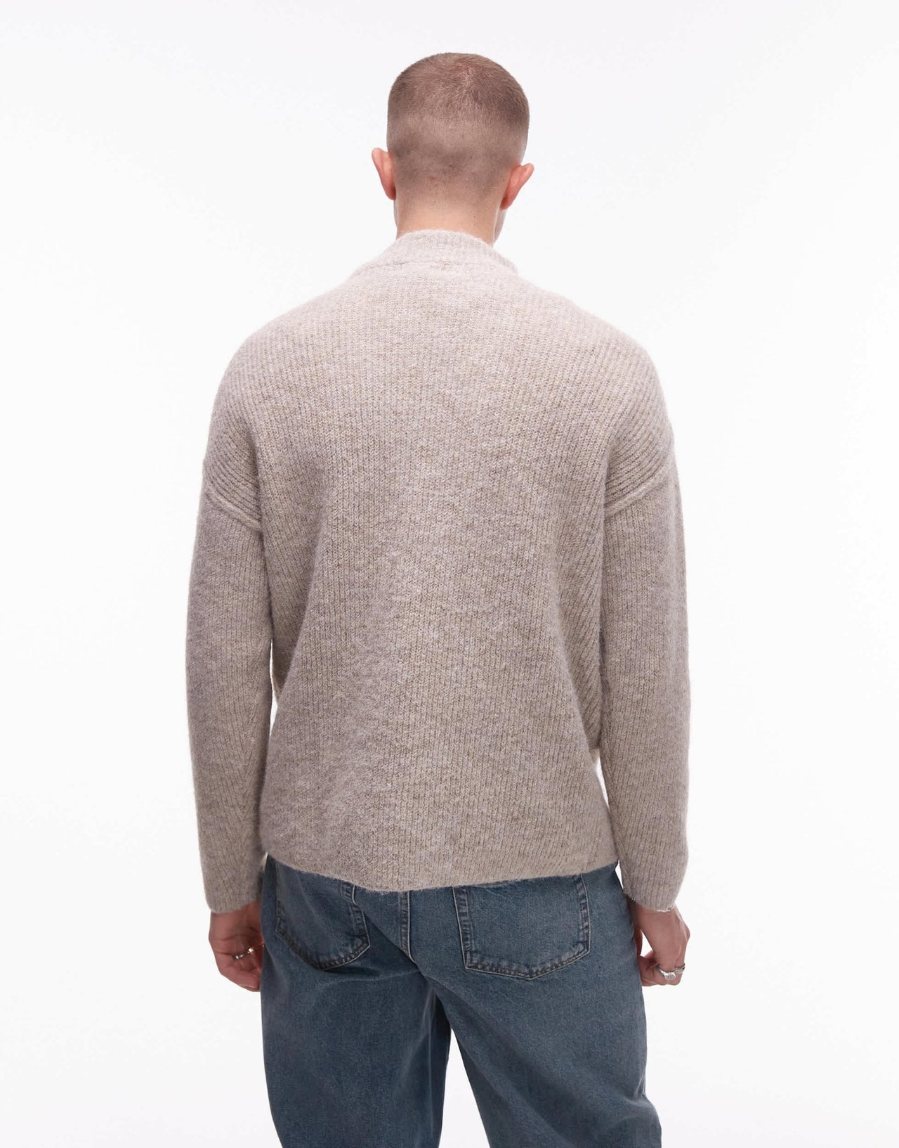 Topman oversized 1/4 zip jumper in oat - ASOS Sample Sale