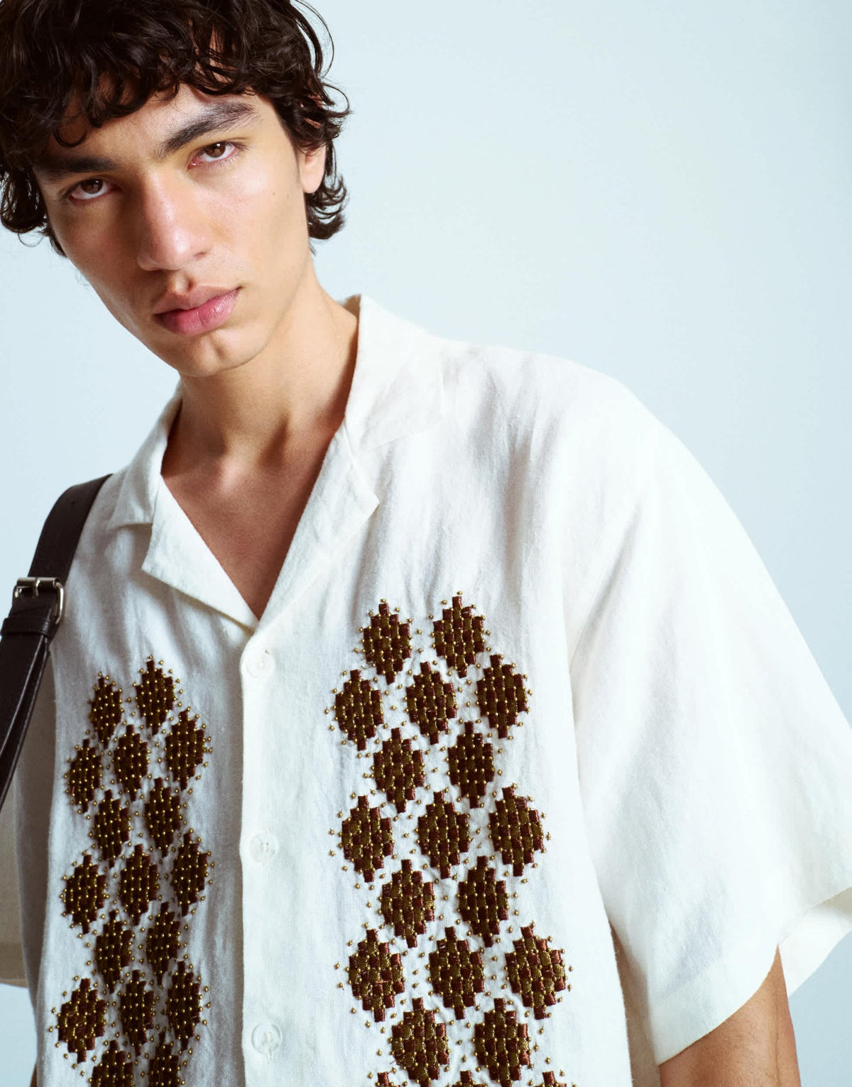 Topman premium beaded crochet shirt in ecru - ASOS Sample Sale