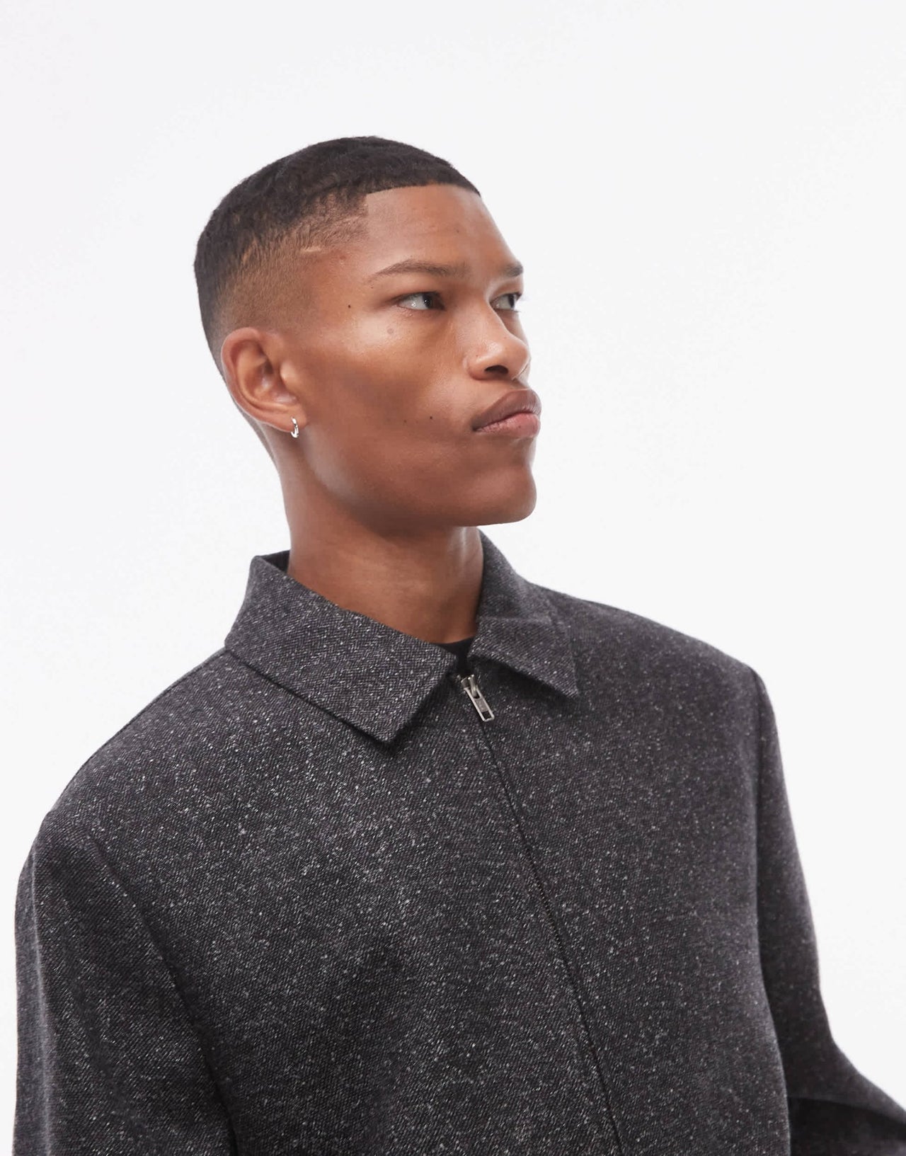 Topman premium harrington wool mix salt and pepper suit jacket in black - ASOS Sample Sale