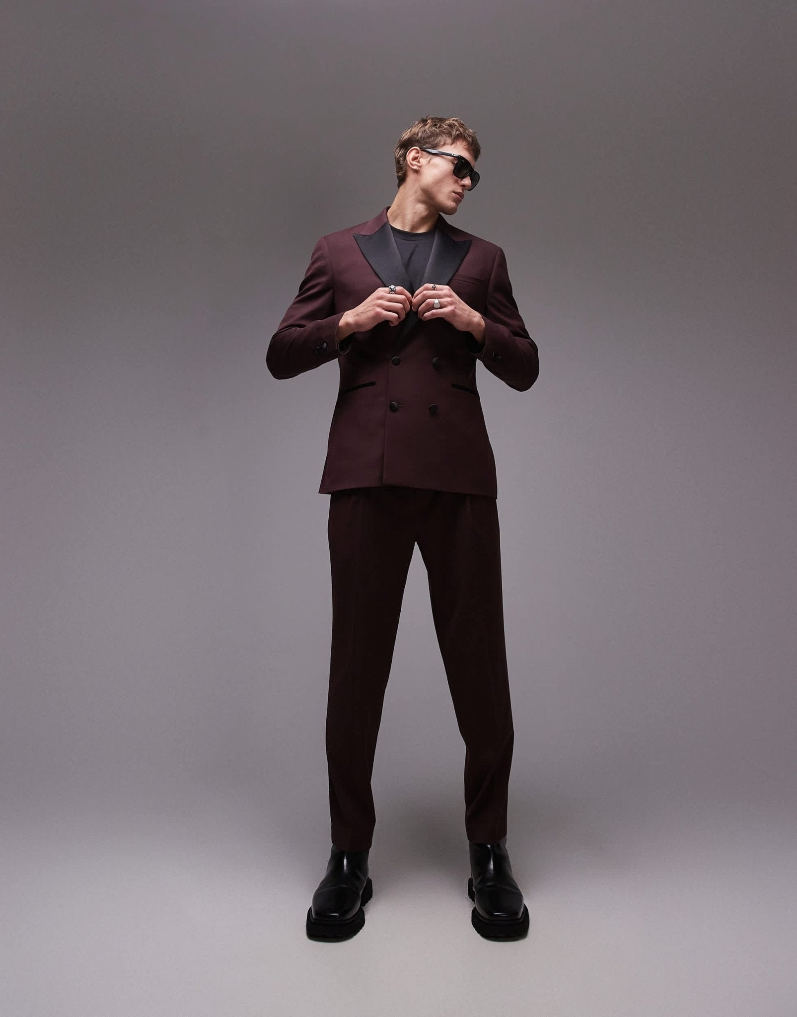 Topman premium taper suit trouser in red - ASOS Sample Sale