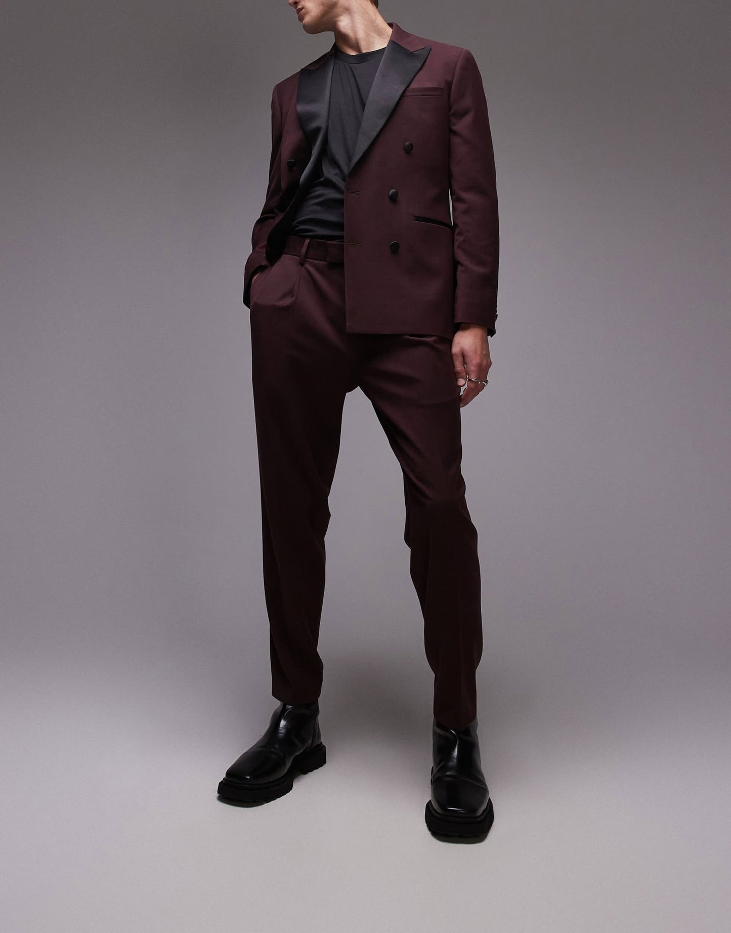Topman premium taper suit trouser in red - ASOS Sample Sale