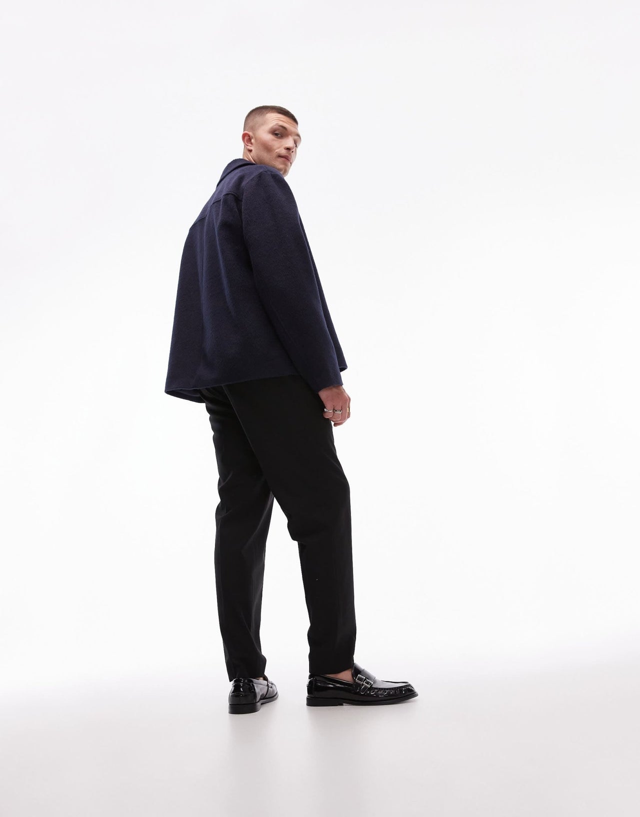 Topman premium taper wool mix tux suit trouser with elasticated waist in black - ASOS Sample Sale