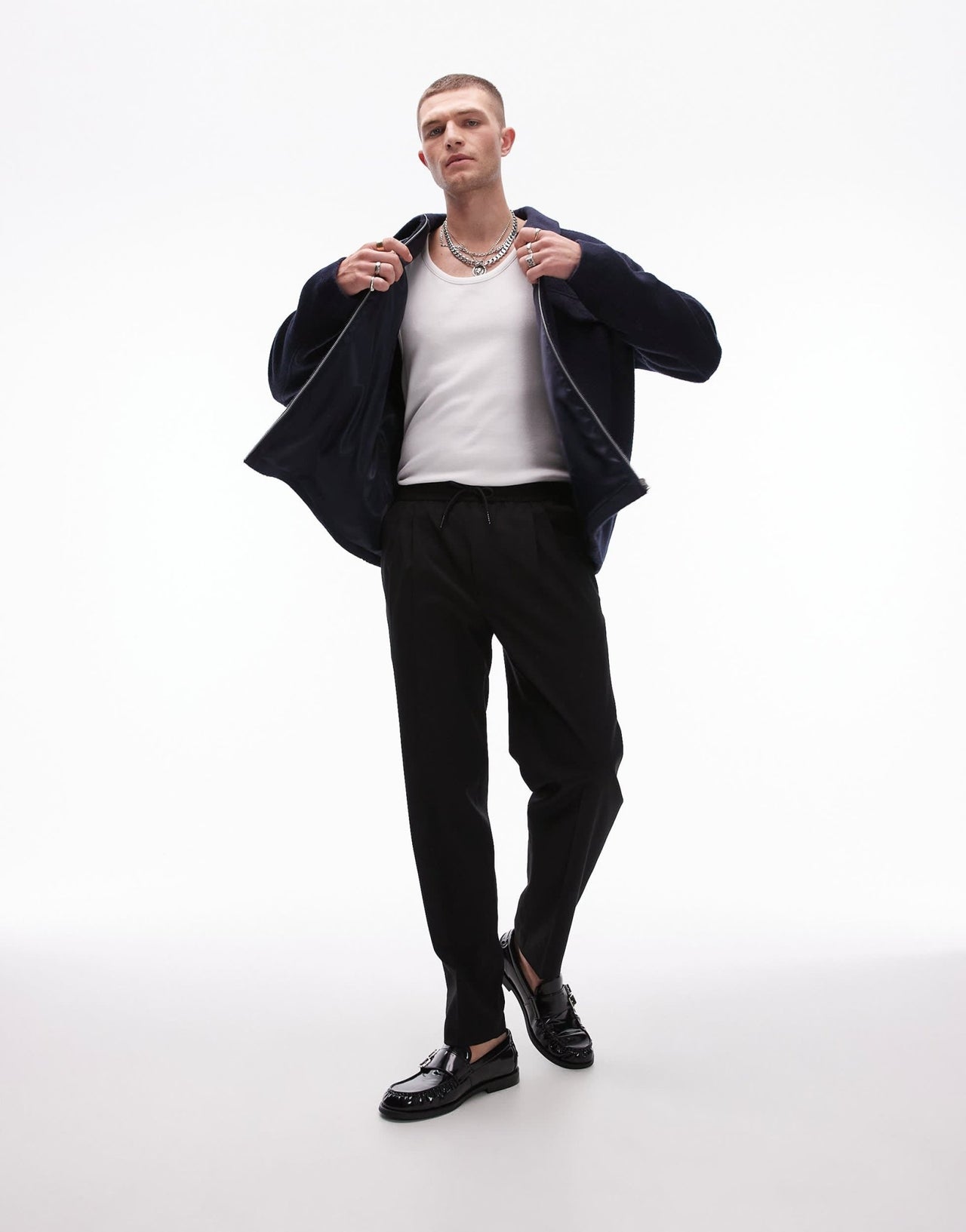 Topman premium taper wool mix tux suit trouser with elasticated waist in black - ASOS Sample Sale