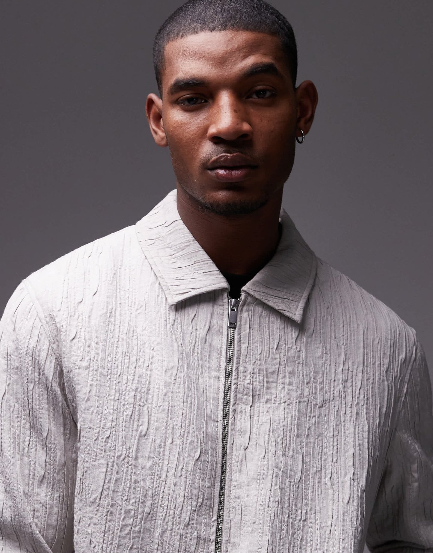 Topman premium textured harrington jacket in stone - ASOS Sample Sale