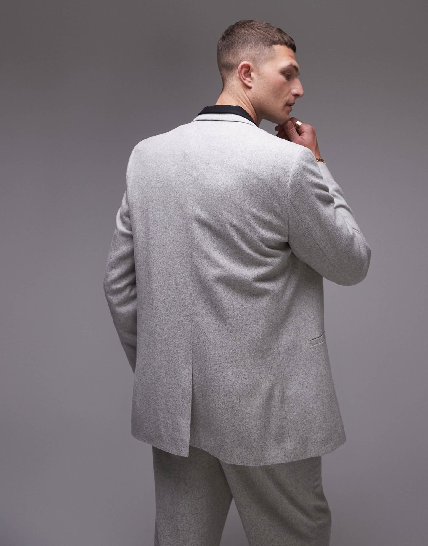 Topman premium wool mix oversized double breasted suit jacket in light grey - ASOS Sample Sale
