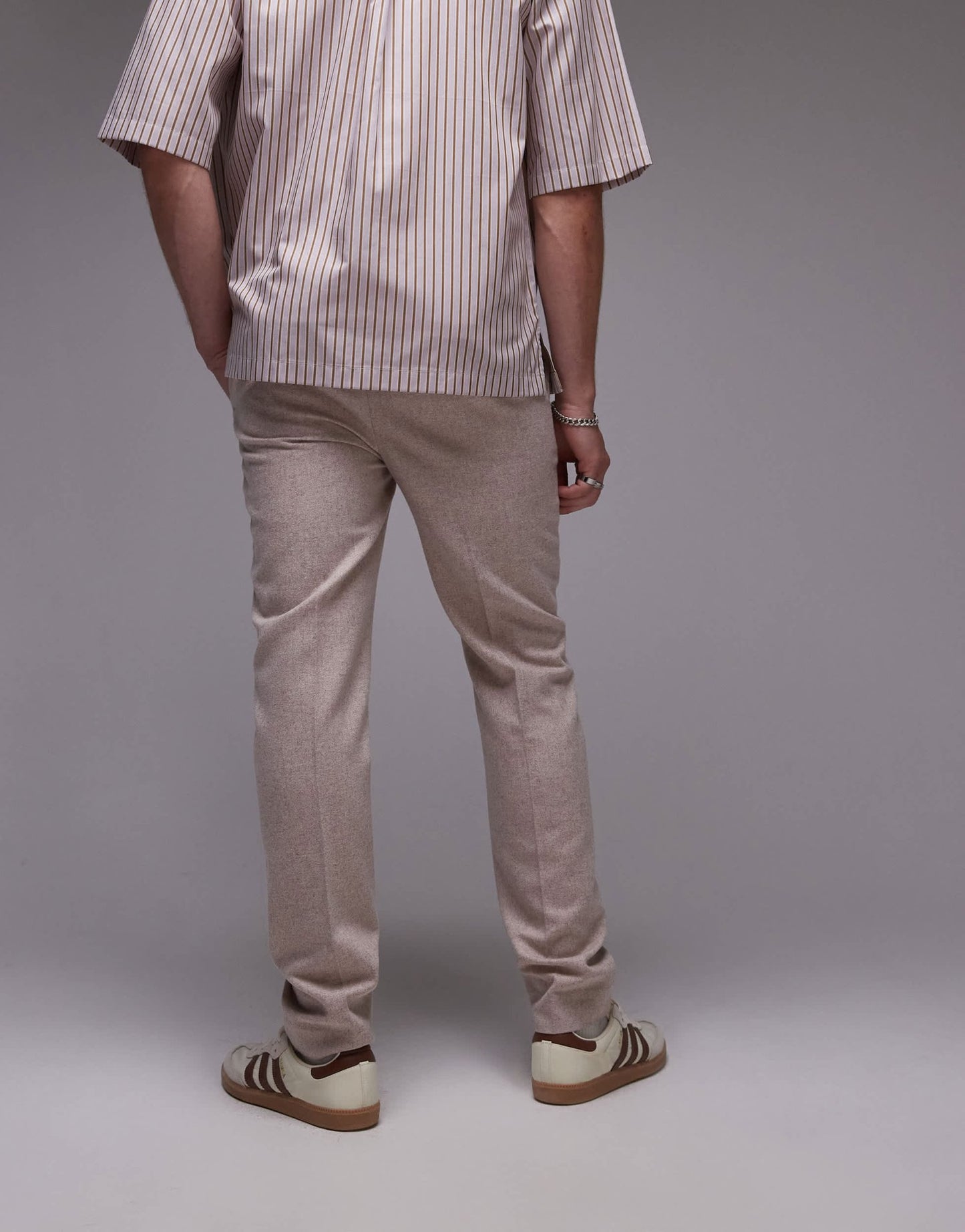 Topman premiumn skinny wool mix jogger suit trouser in stone - ASOS Sample Sale