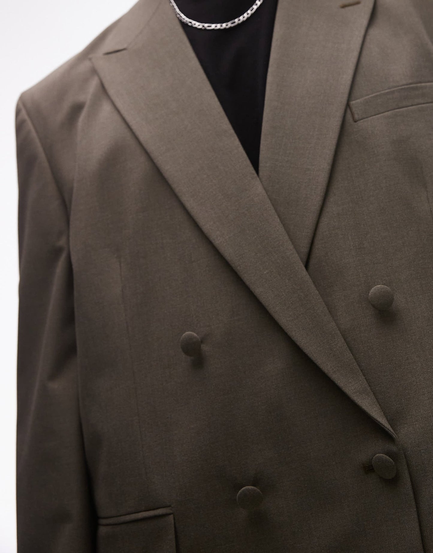 Topman relaxed deconstructed double breasted suit jacket in khaki - ASOS Sample Sale
