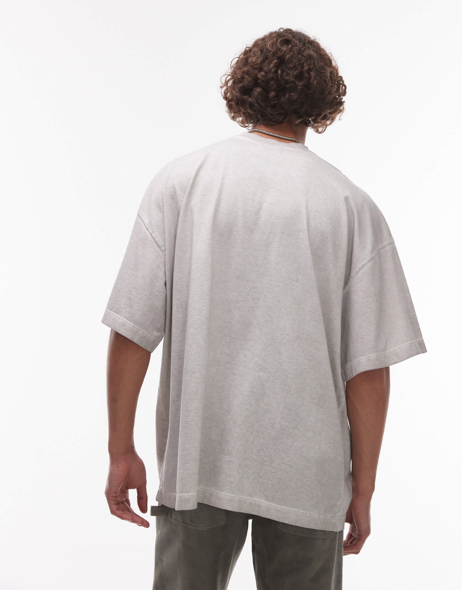 Topman relaxed fit oil wash t-shirt in light grey - ASOS Sample Sale