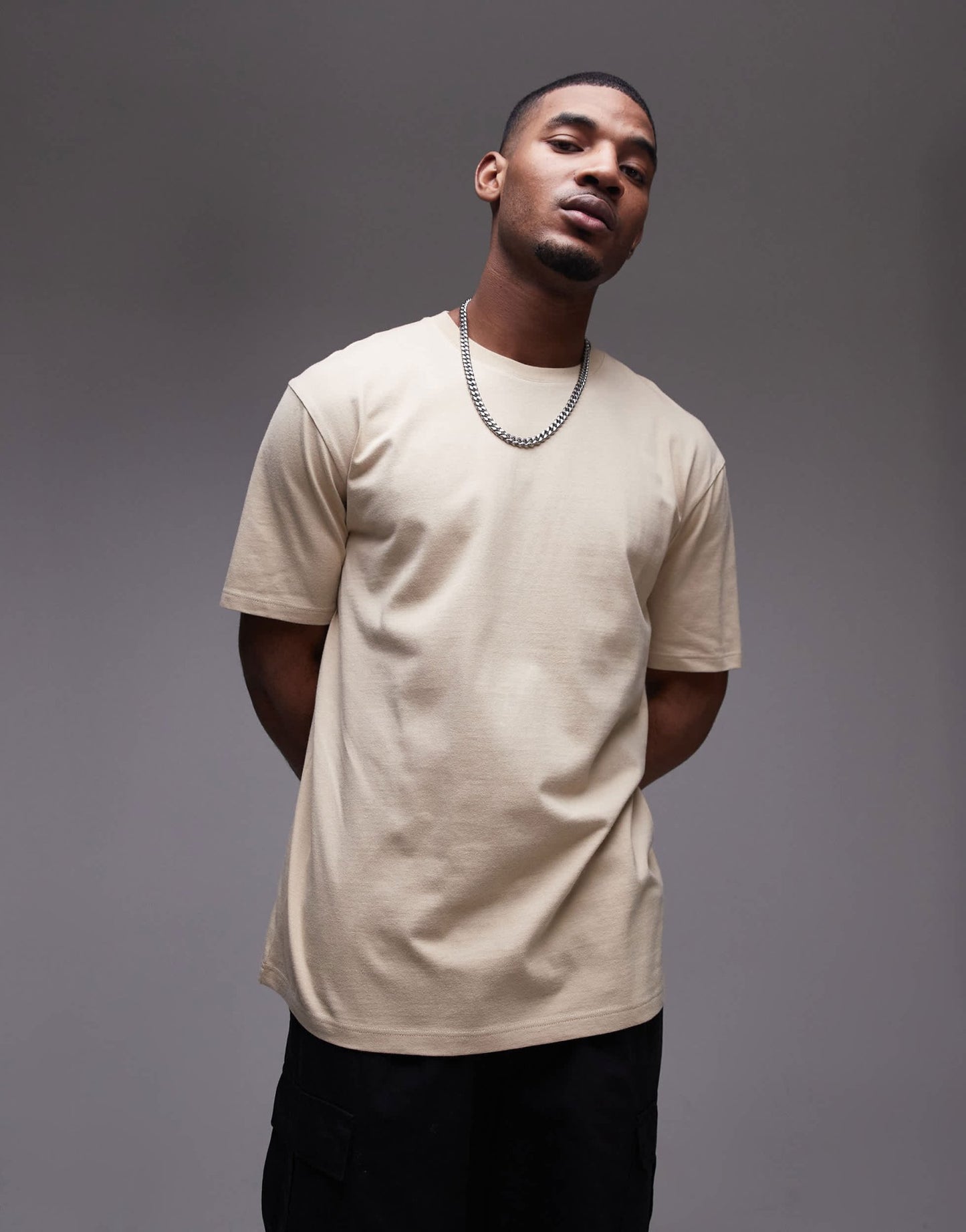 Topman relaxed fit t-shirt in stone - ASOS Sample Sale
