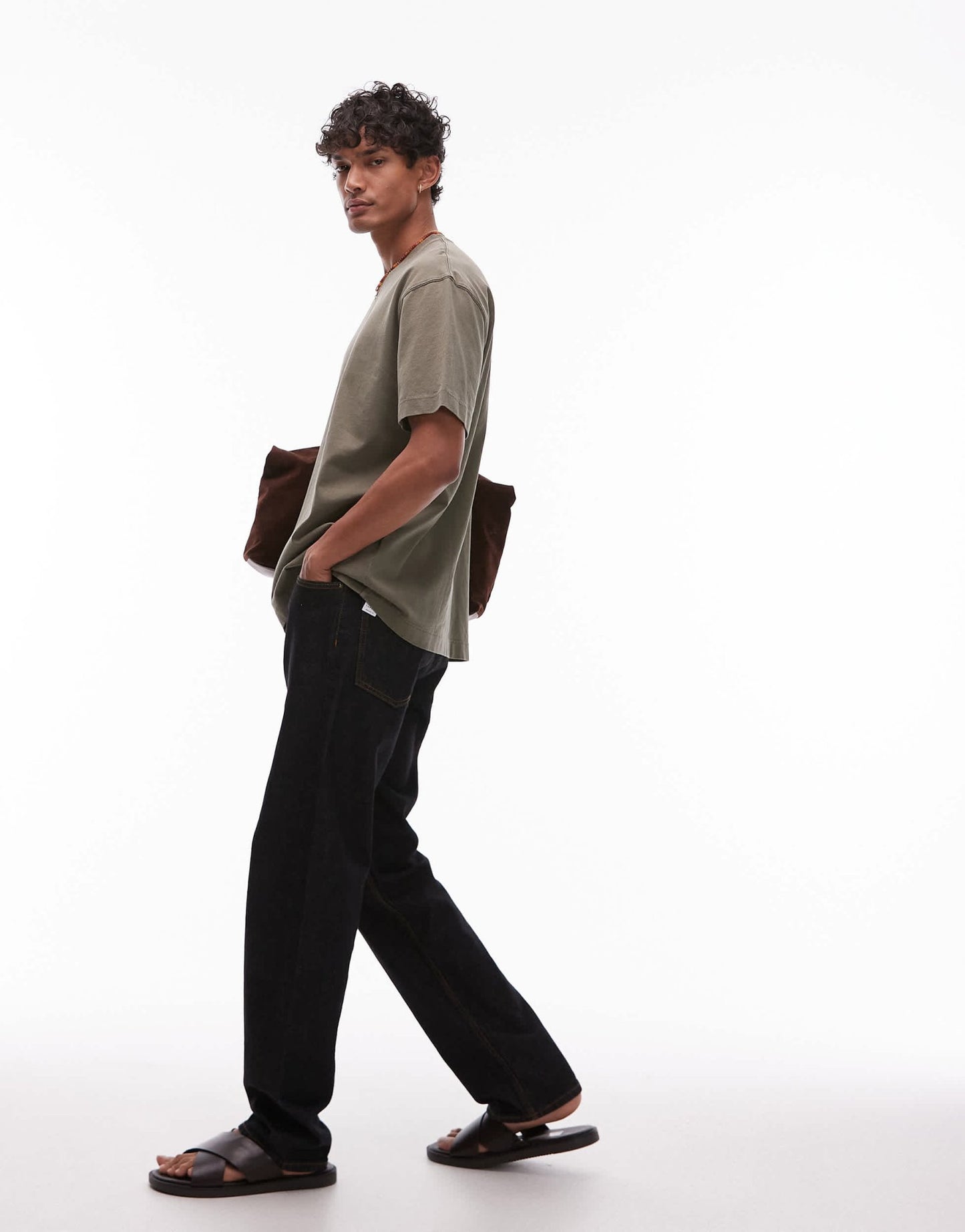Topman relaxed fit t-shirt in washed khaki - ASOS Sample Sale
