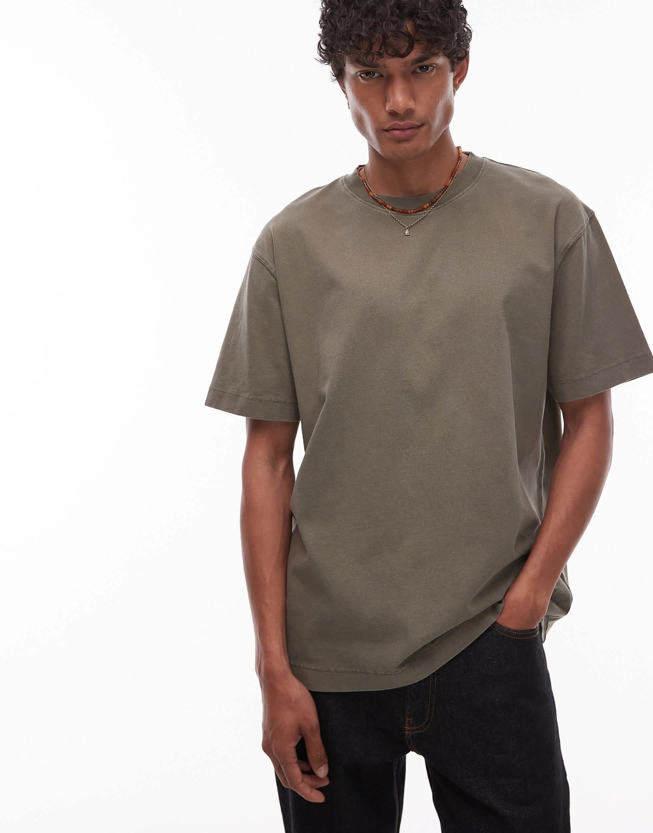 Topman relaxed fit t-shirt in washed khaki - ASOS Sample Sale