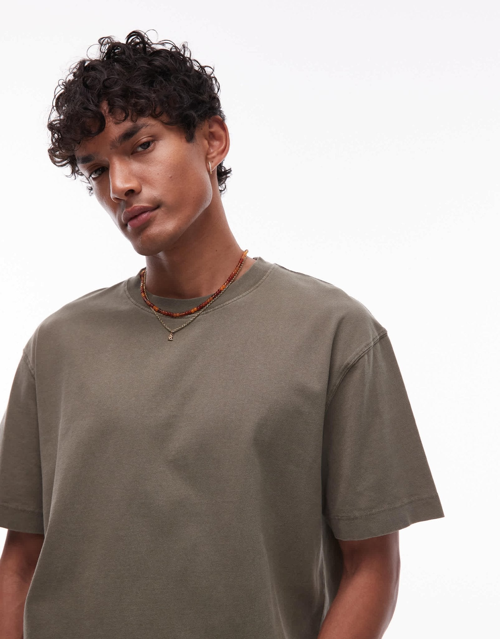 Topman relaxed fit t-shirt in washed khaki - ASOS Sample Sale