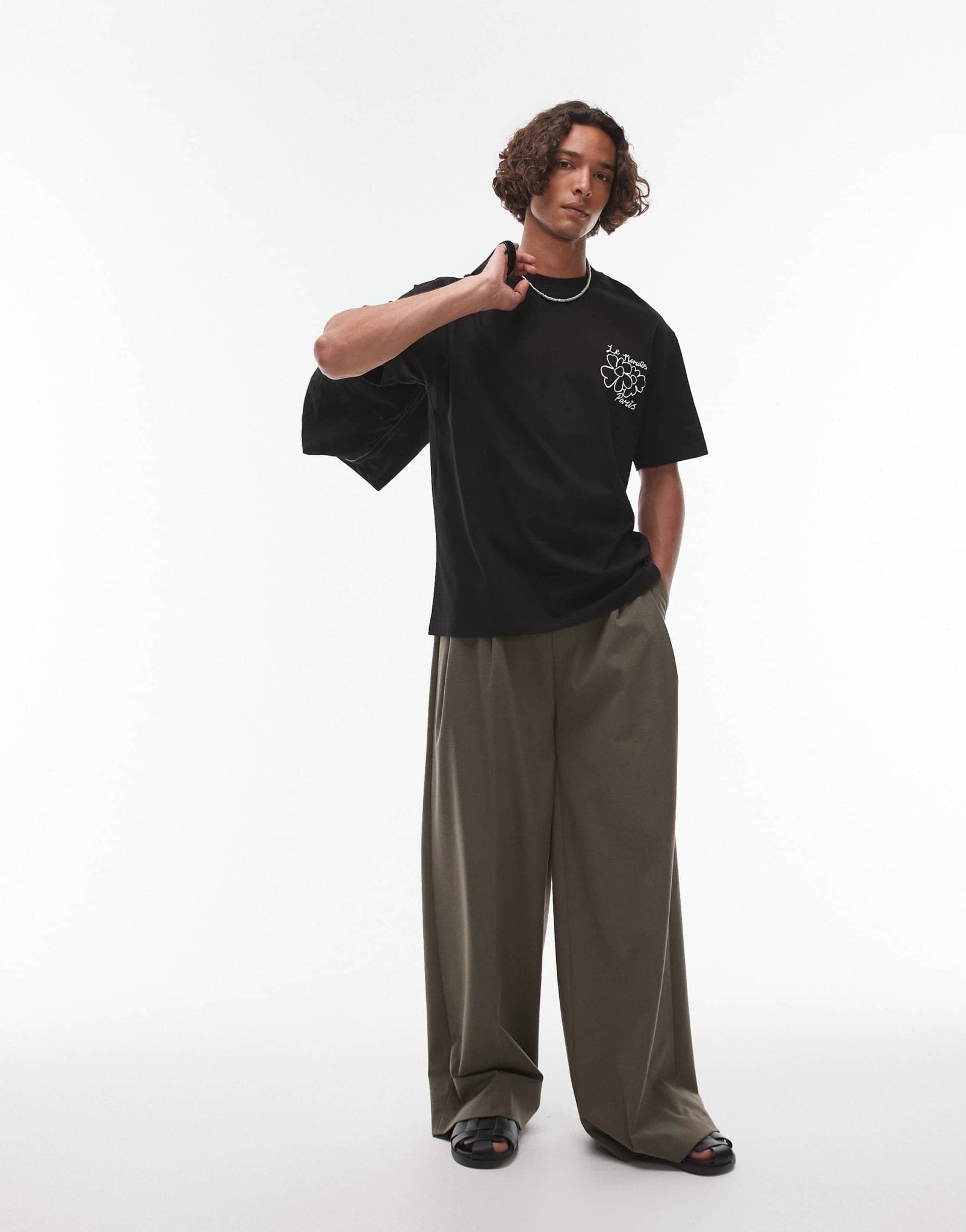 Topman relaxed fit t-shirt with front and back Le Marais raised print in black - ASOS Sample Sale