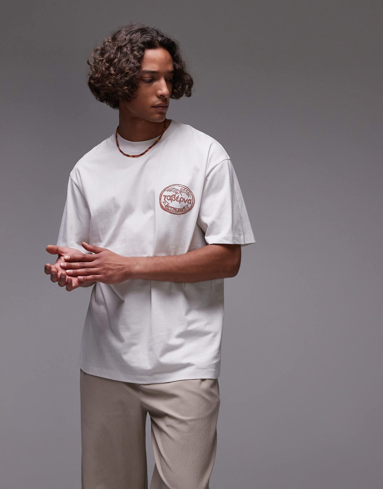 Topman relaxed fit t-shirt with front and back taverna print in white - ASOS Sample Sale
