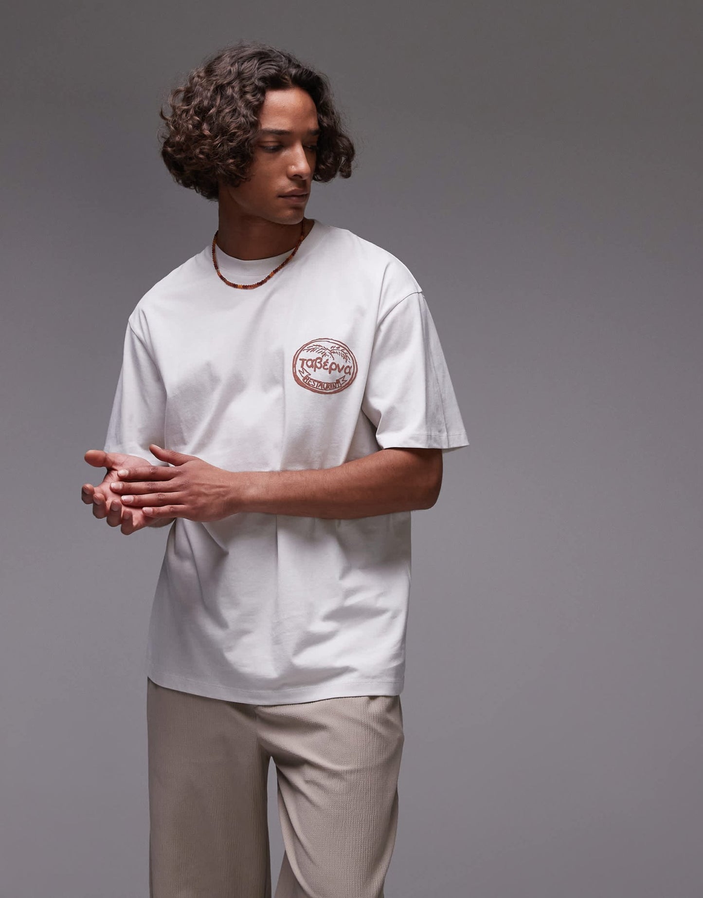 Topman relaxed fit t-shirt with front and back taverna print in white - ASOS Sample Sale