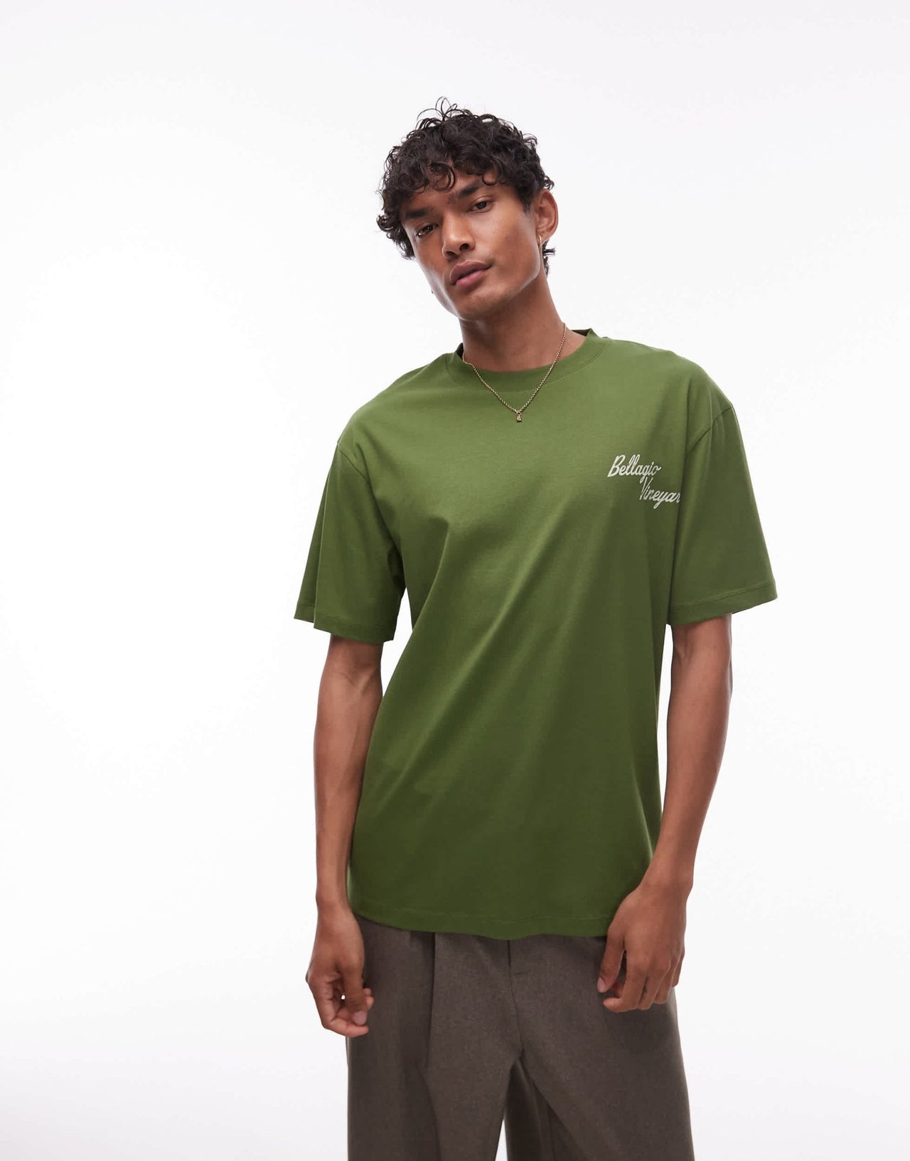 Topman relaxed fit t-shirt with front and back vineyard print in green - ASOS Sample Sale