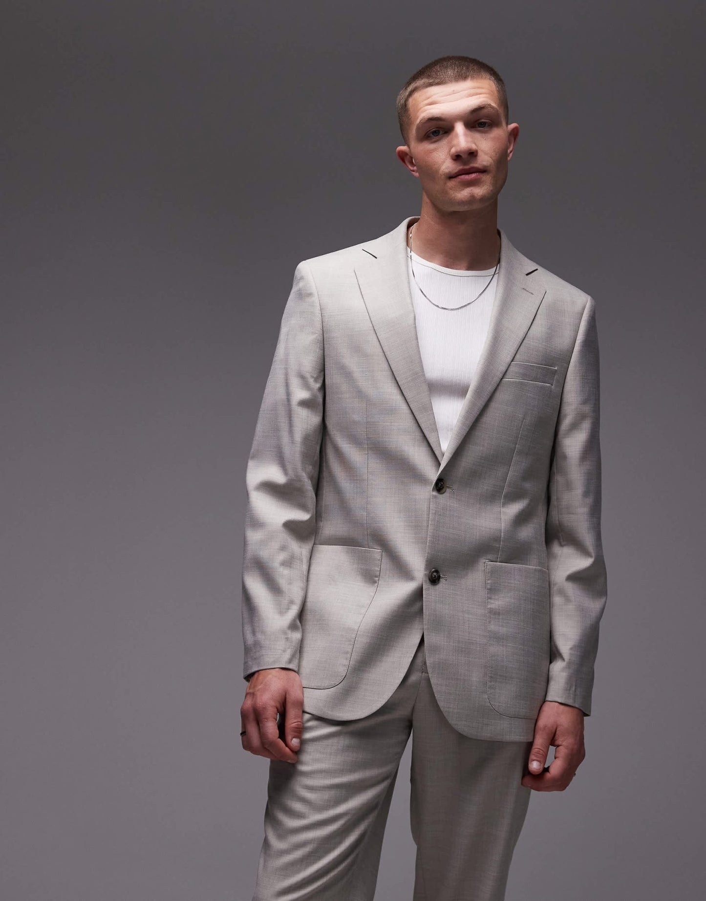 Topman relaxed suit jacket in stone - ASOS Sample Sale
