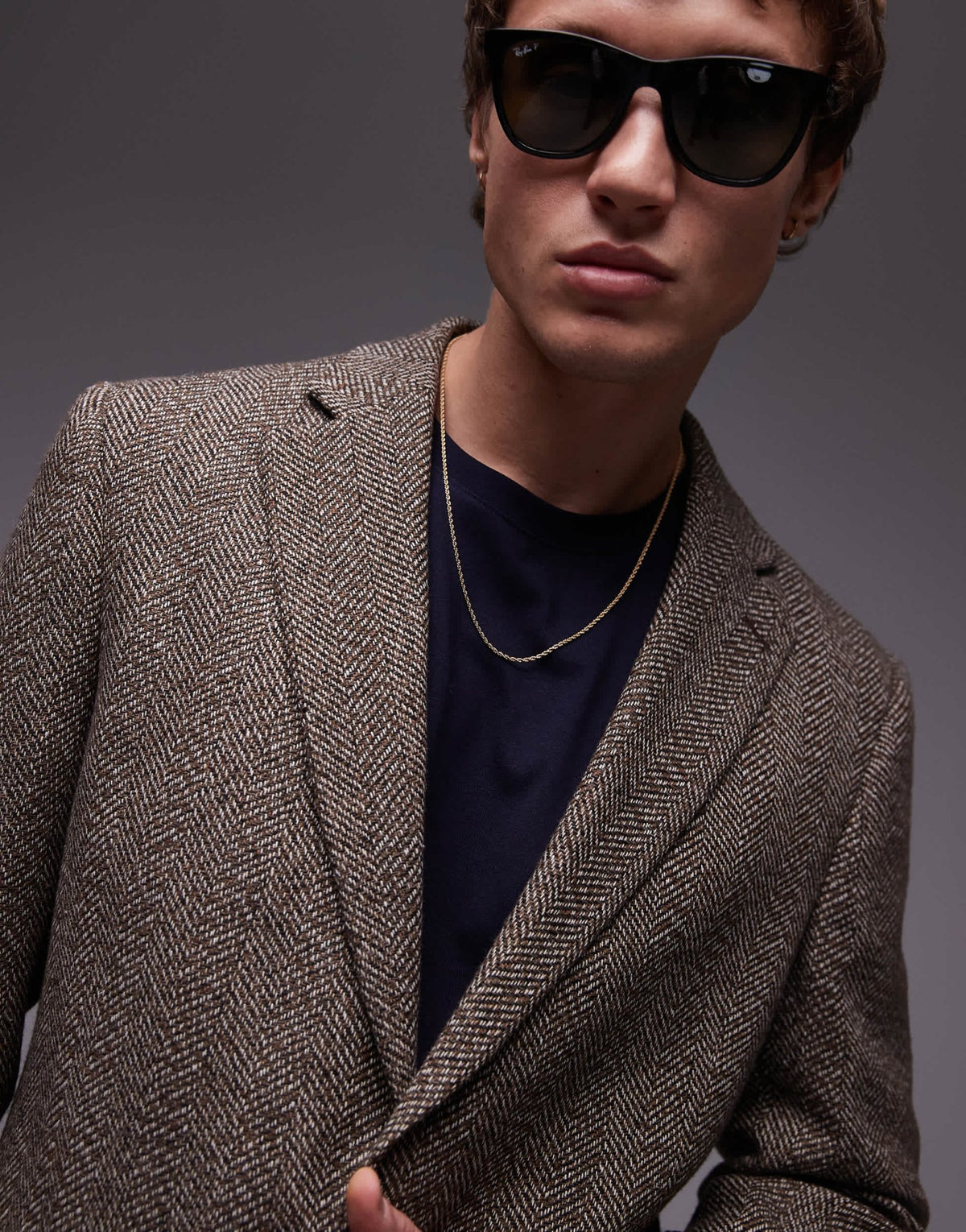 Topman relaxed textured suit blazer in brown - ASOS Sample Sale