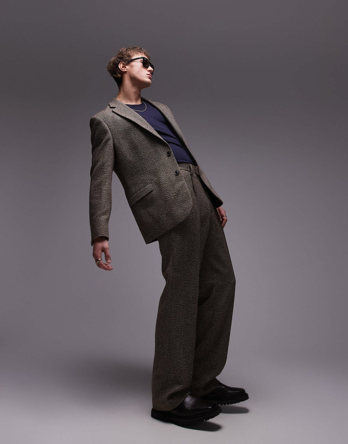 Topman relaxed textured suit blazer in brown - ASOS Sample Sale