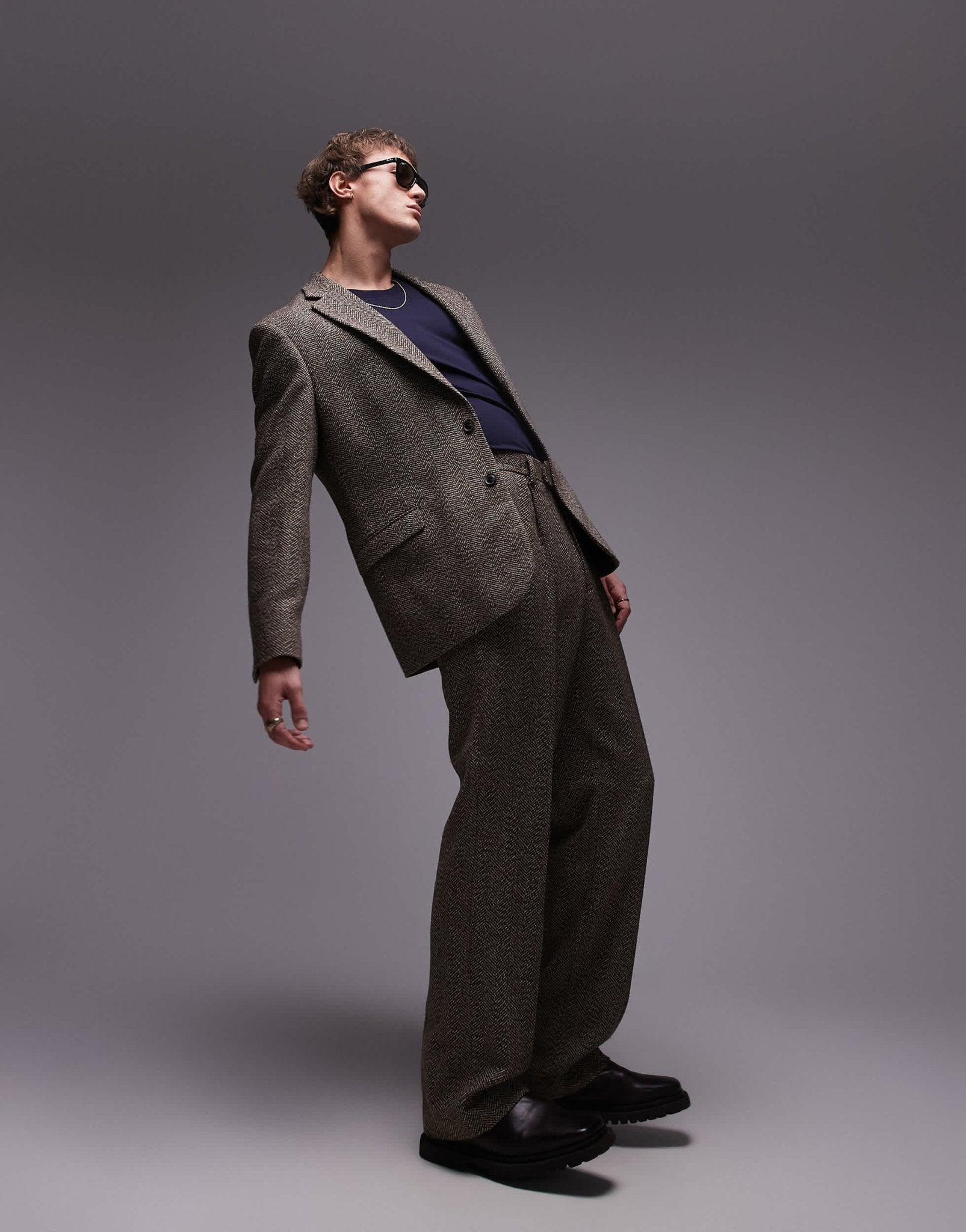 Topman relaxed textured suit blazer in brown - ASOS Sample Sale