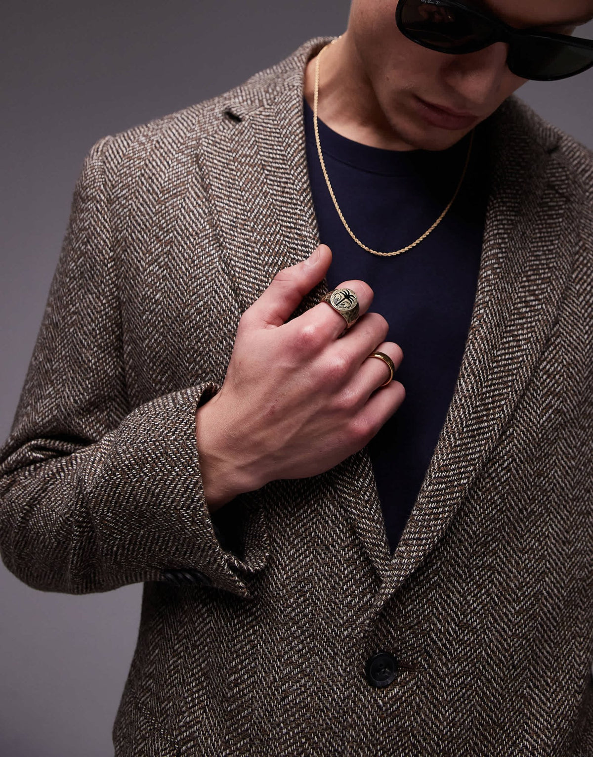 Topman relaxed textured suit blazer in brown - ASOS Sample Sale