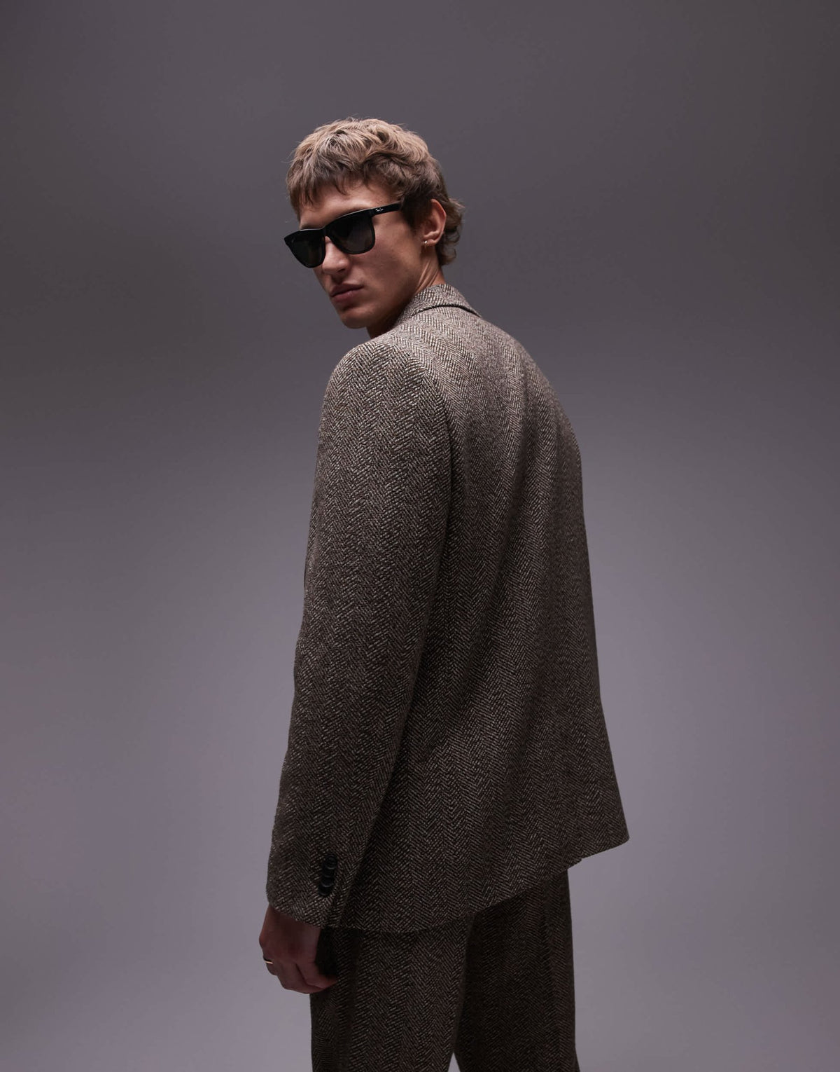 Topman relaxed textured suit blazer in brown - ASOS Sample Sale