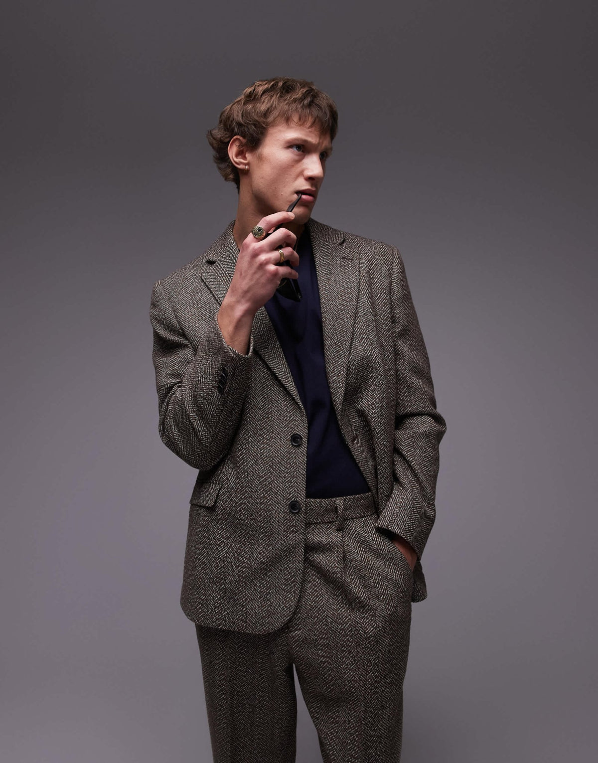 Topman relaxed textured suit blazer in brown - ASOS Sample Sale