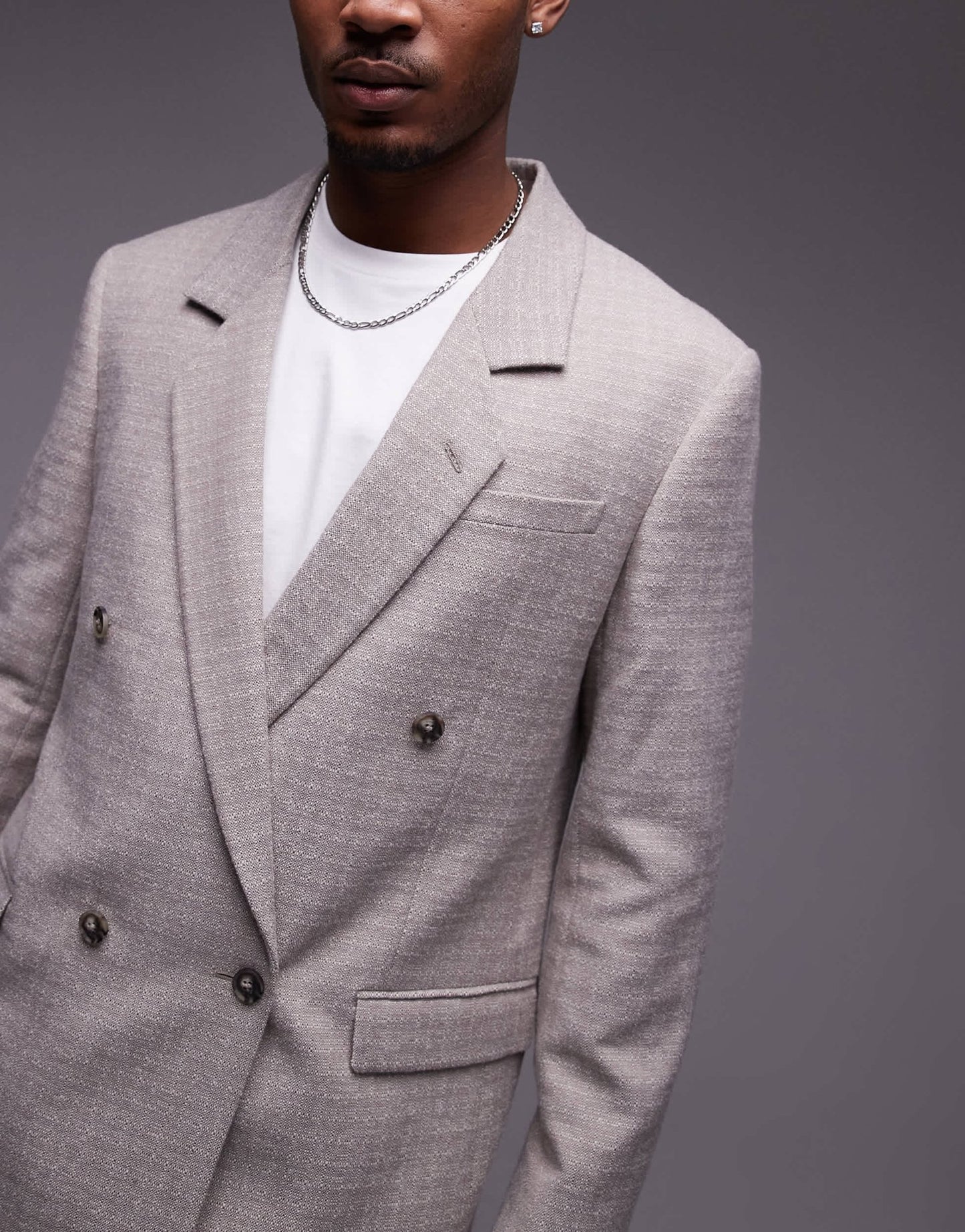 Topman relaxed textured suit jacket in stone - ASOS Sample Sale