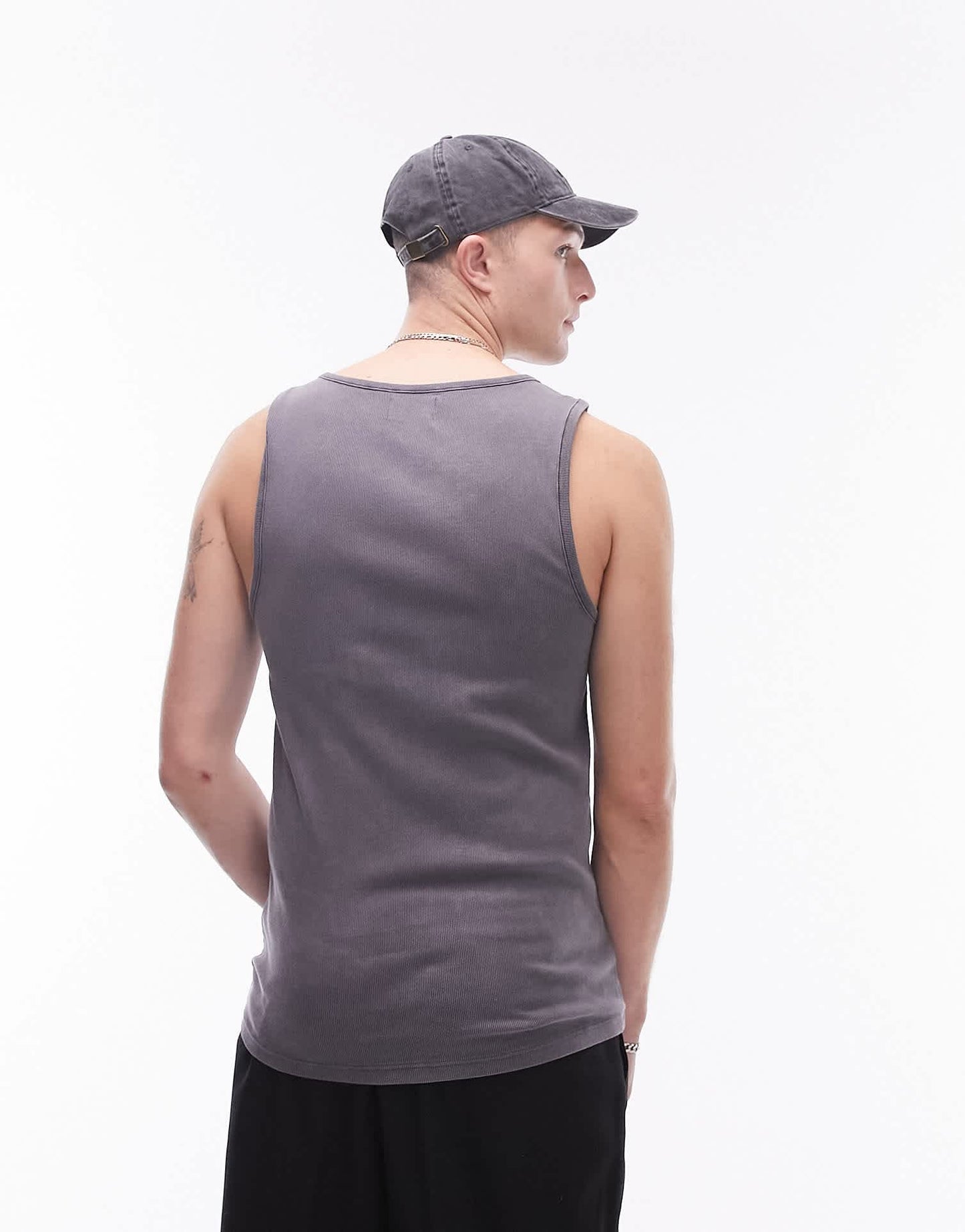 Topman rib vest in washed black - ASOS Sample Sale