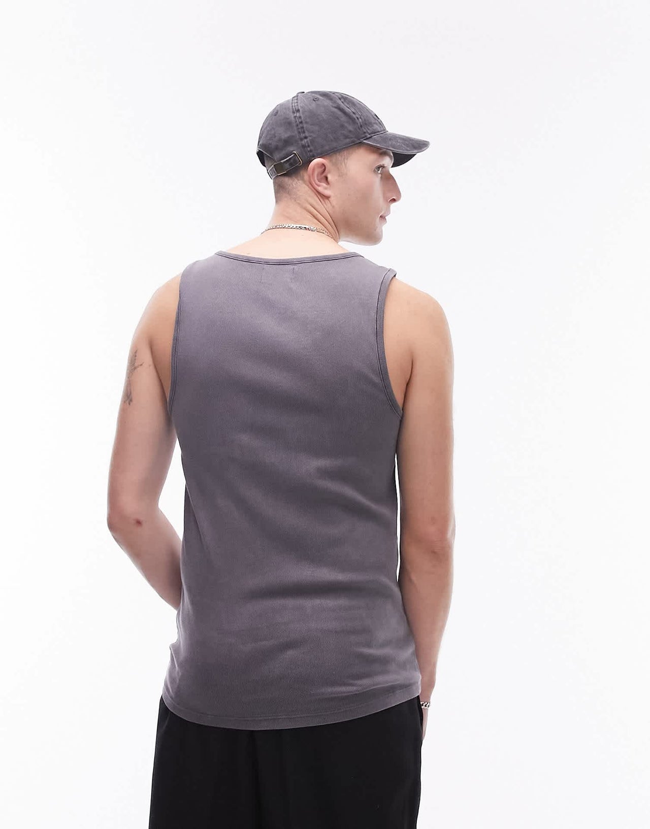 Topman rib vest in washed black - ASOS Sample Sale