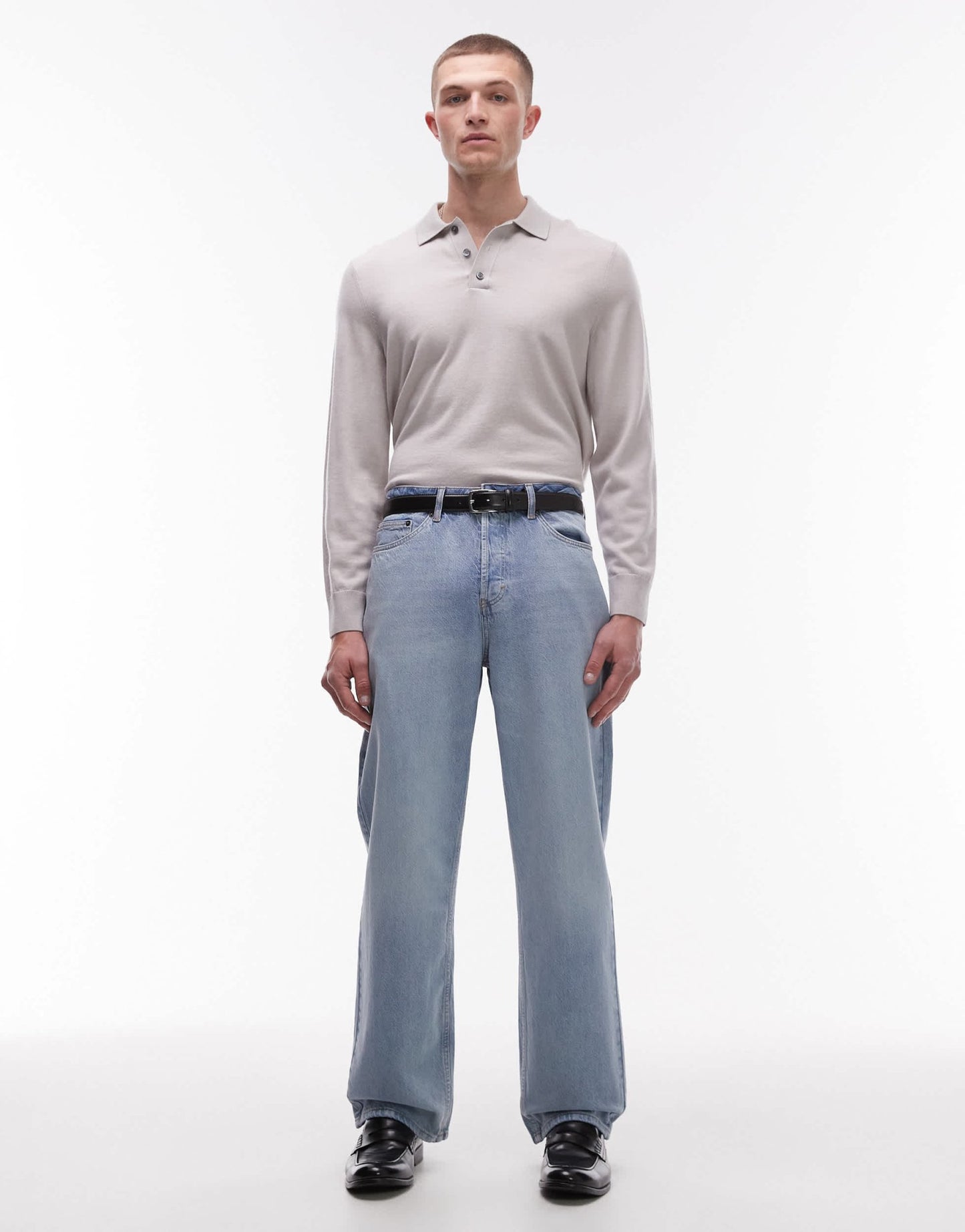 Topman rigid baggy jean in light wash blue - ASOS Sample Sale