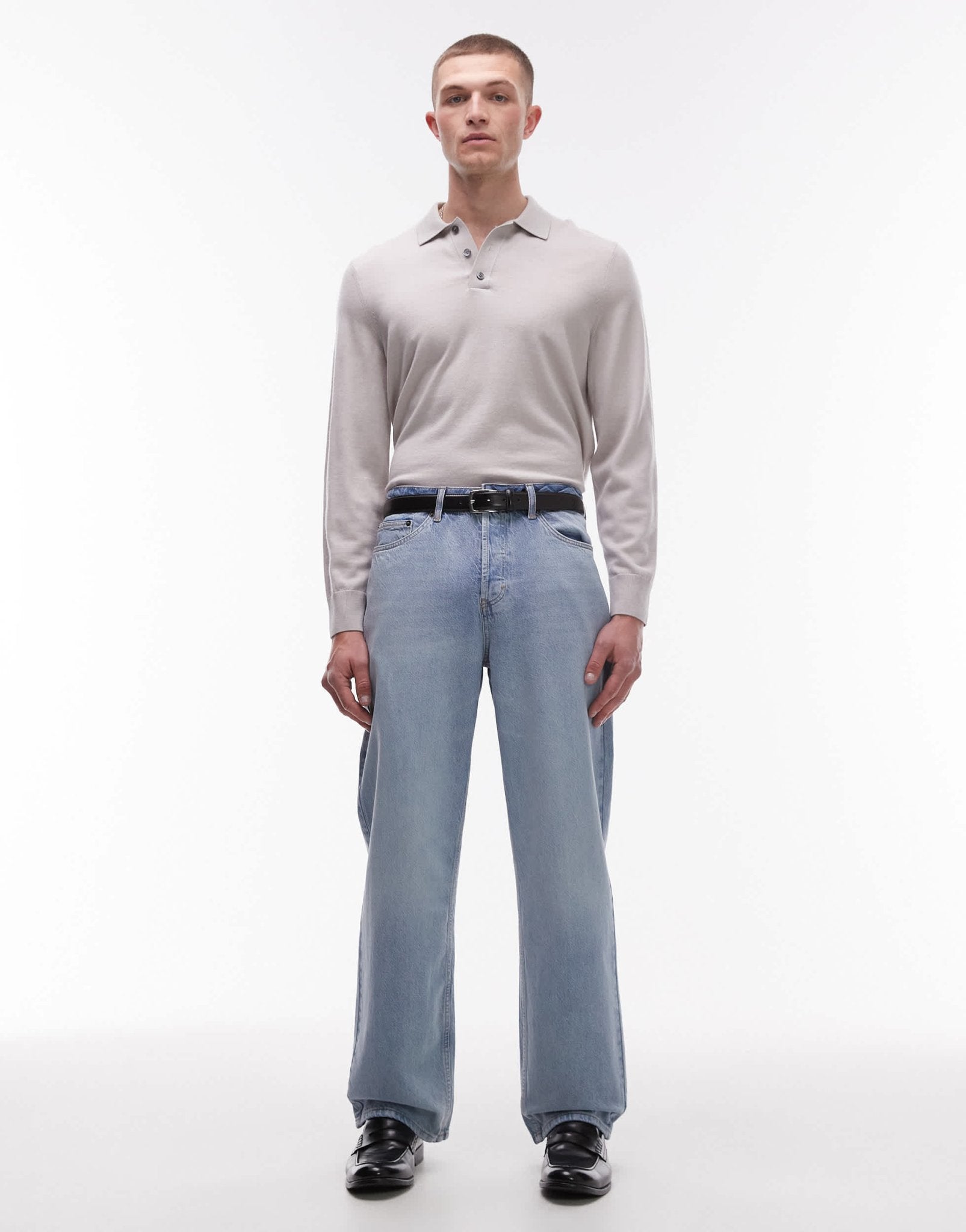 Topman rigid baggy jean in light wash blue - ASOS Sample Sale