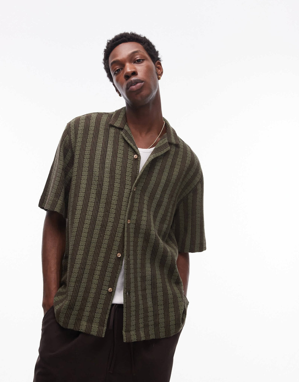 Topman short sleeve knitted crochet shirt in green - ASOS Sample Sale