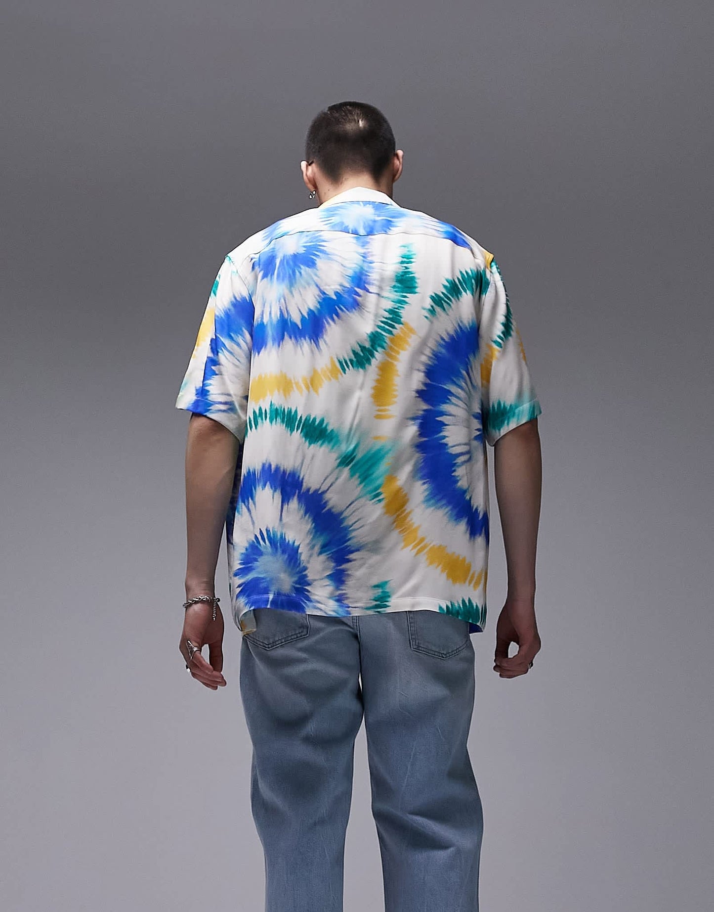 Topman short sleeve regular fit revere tie dye shirt in multi - ASOS Sample Sale