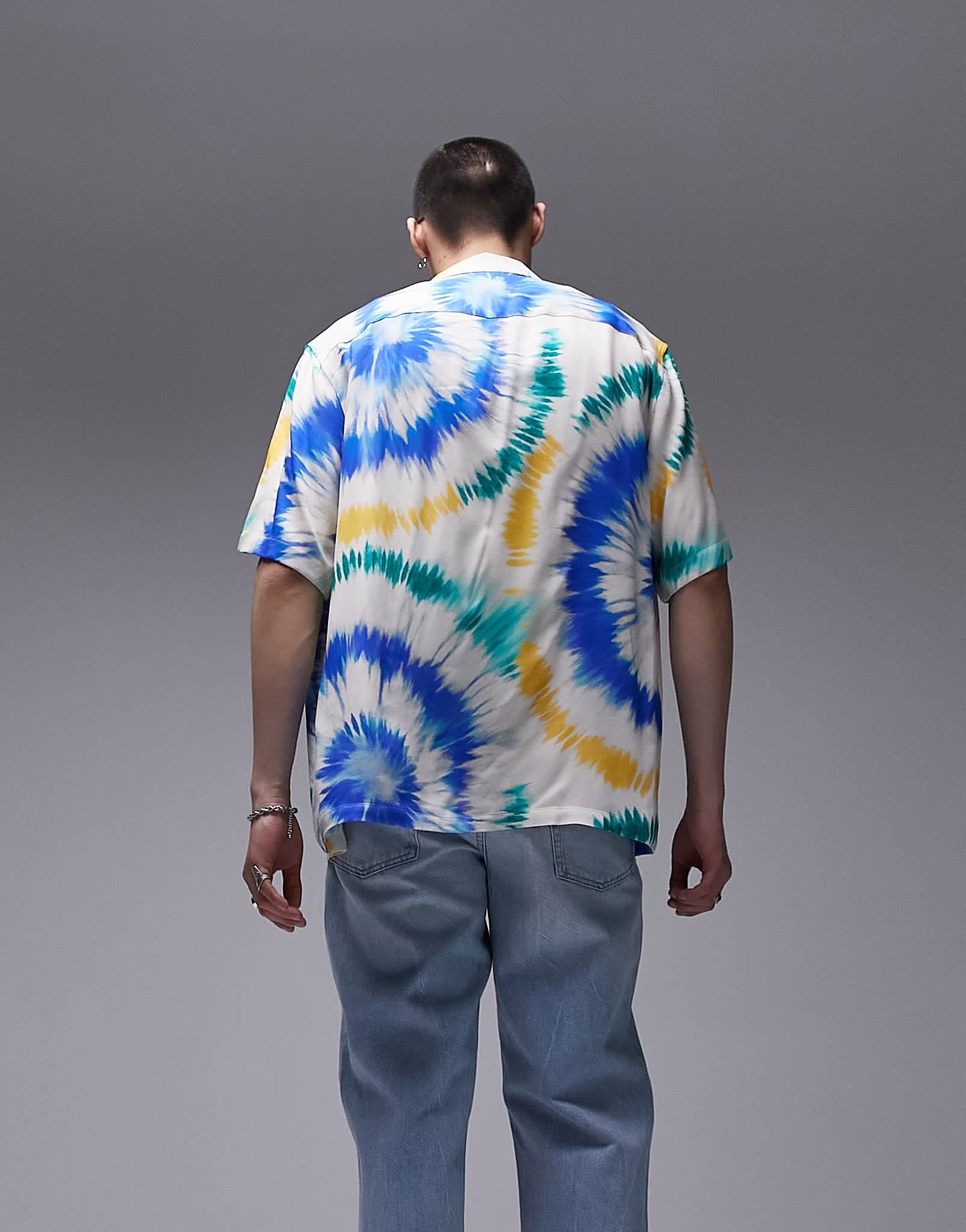 Topman short sleeve regular fit revere tie dye shirt in multi - ASOS Sample Sale
