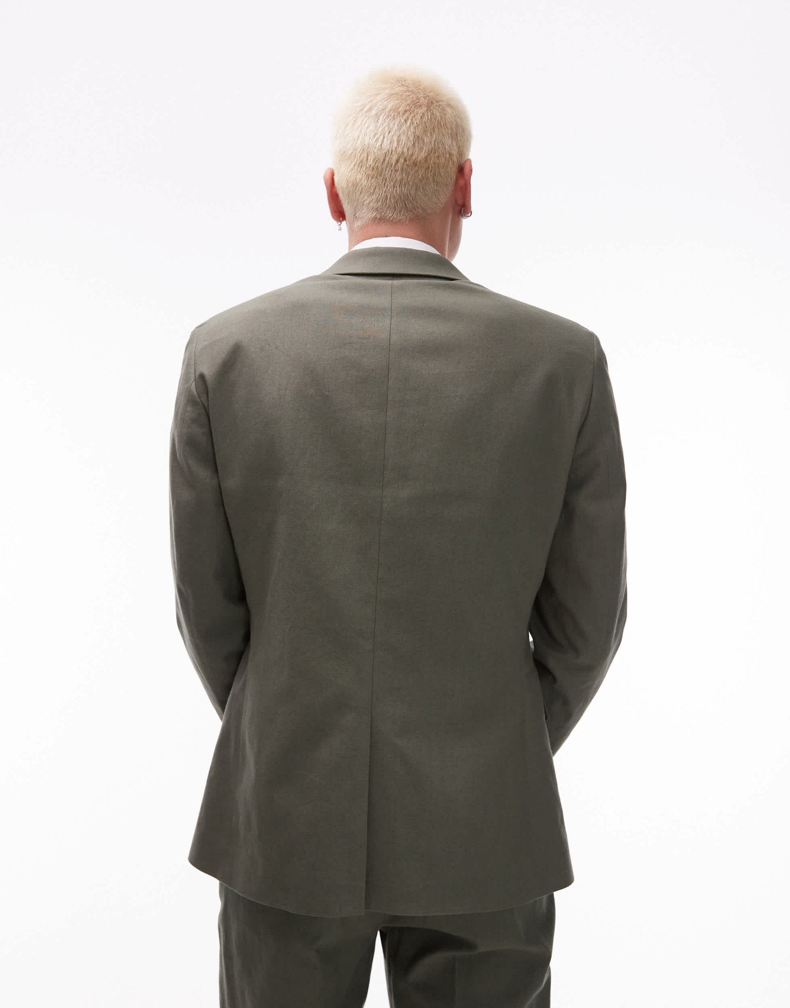 Topman single breasted linen blend blazer in khaki - ASOS Sample Sale