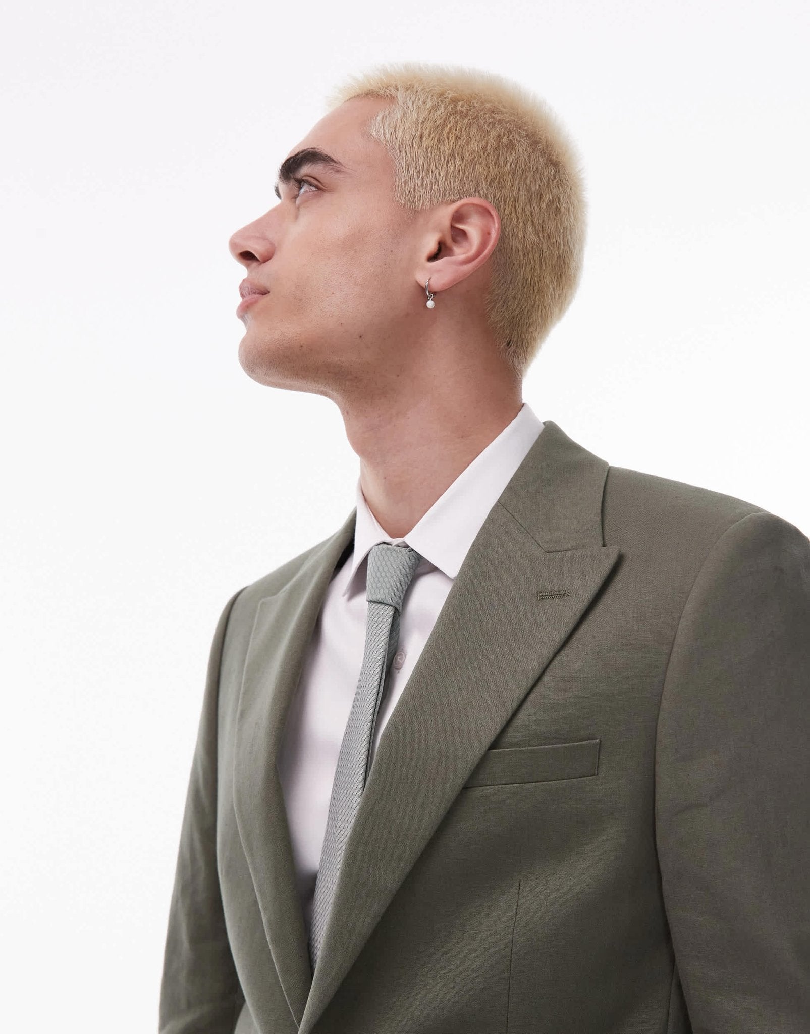 Topman single breasted linen blend blazer in khaki - ASOS Sample Sale