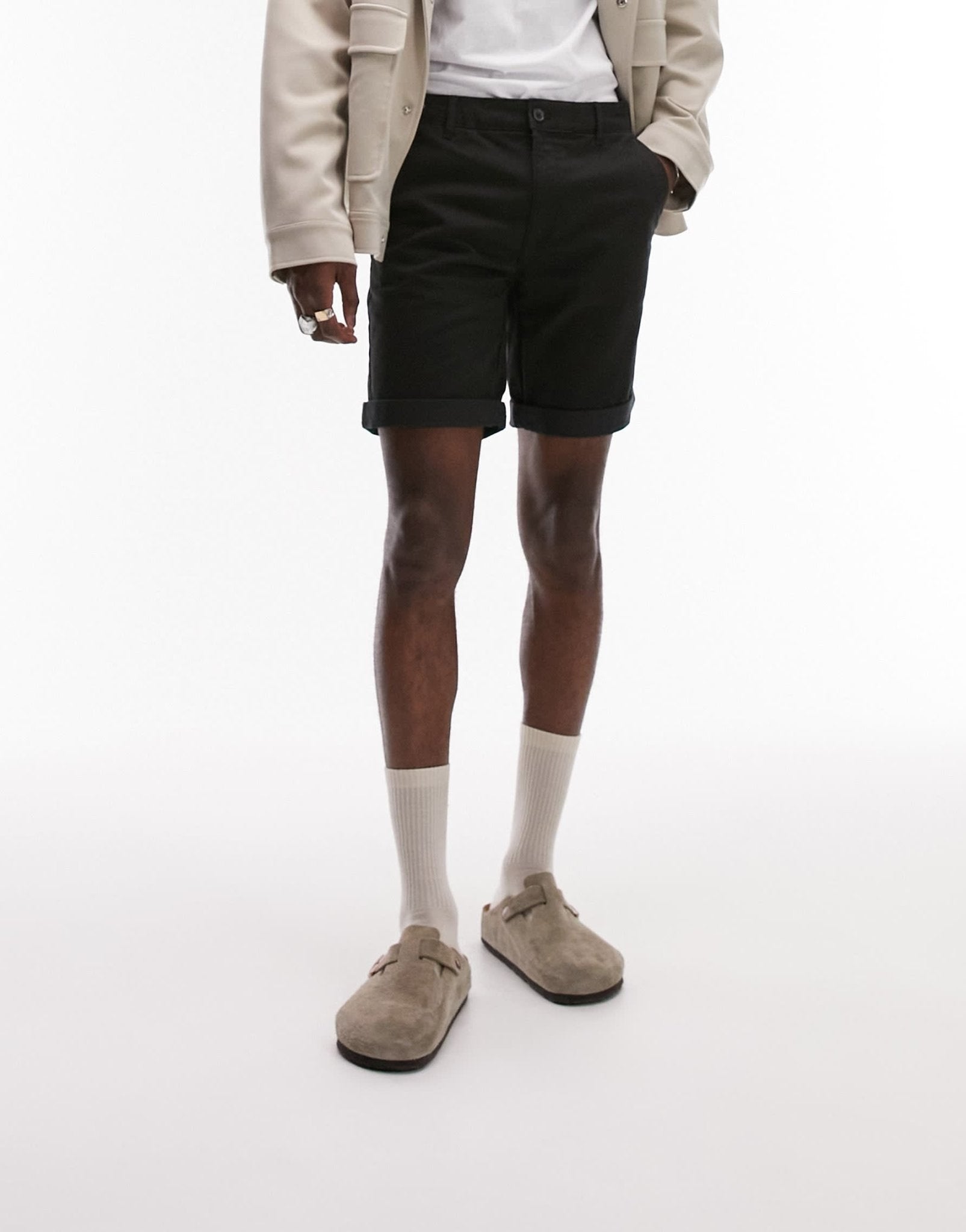 Topman skinny chino short in black - ASOS Sample Sale