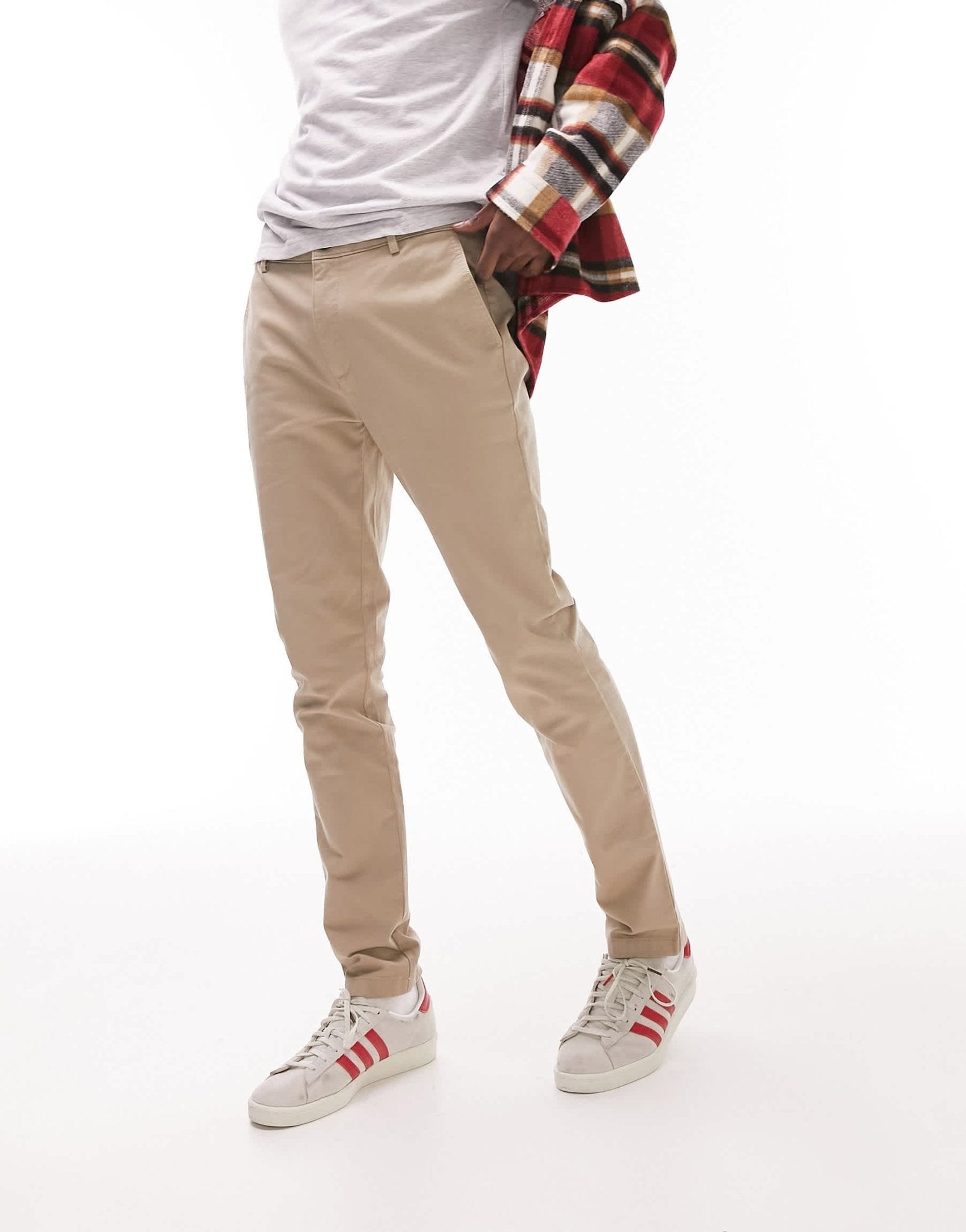 Topman skinny chino trousers in stone - ASOS Sample Sale