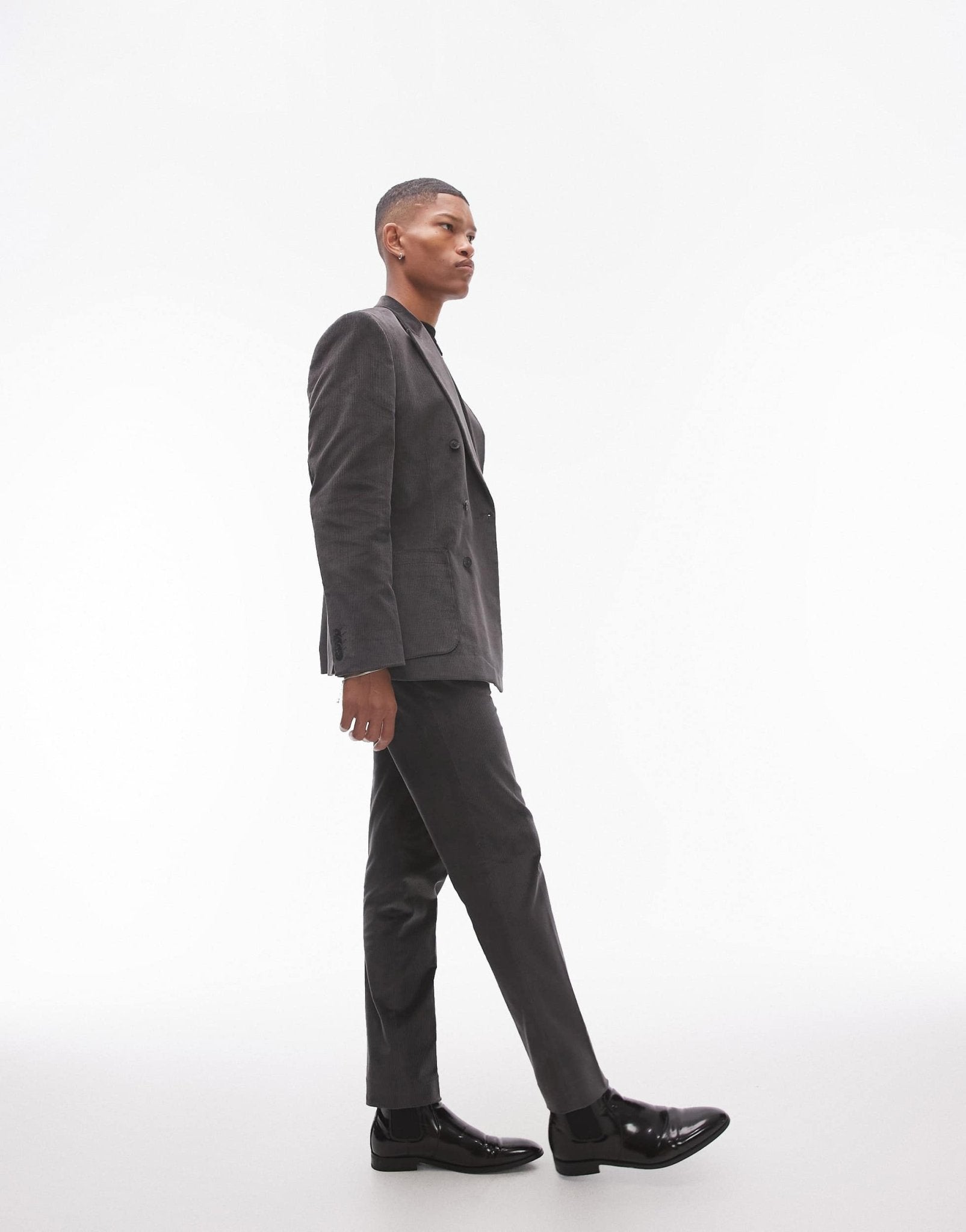 Topman skinny cord suit trousers in charcoal - ASOS Sample Sale