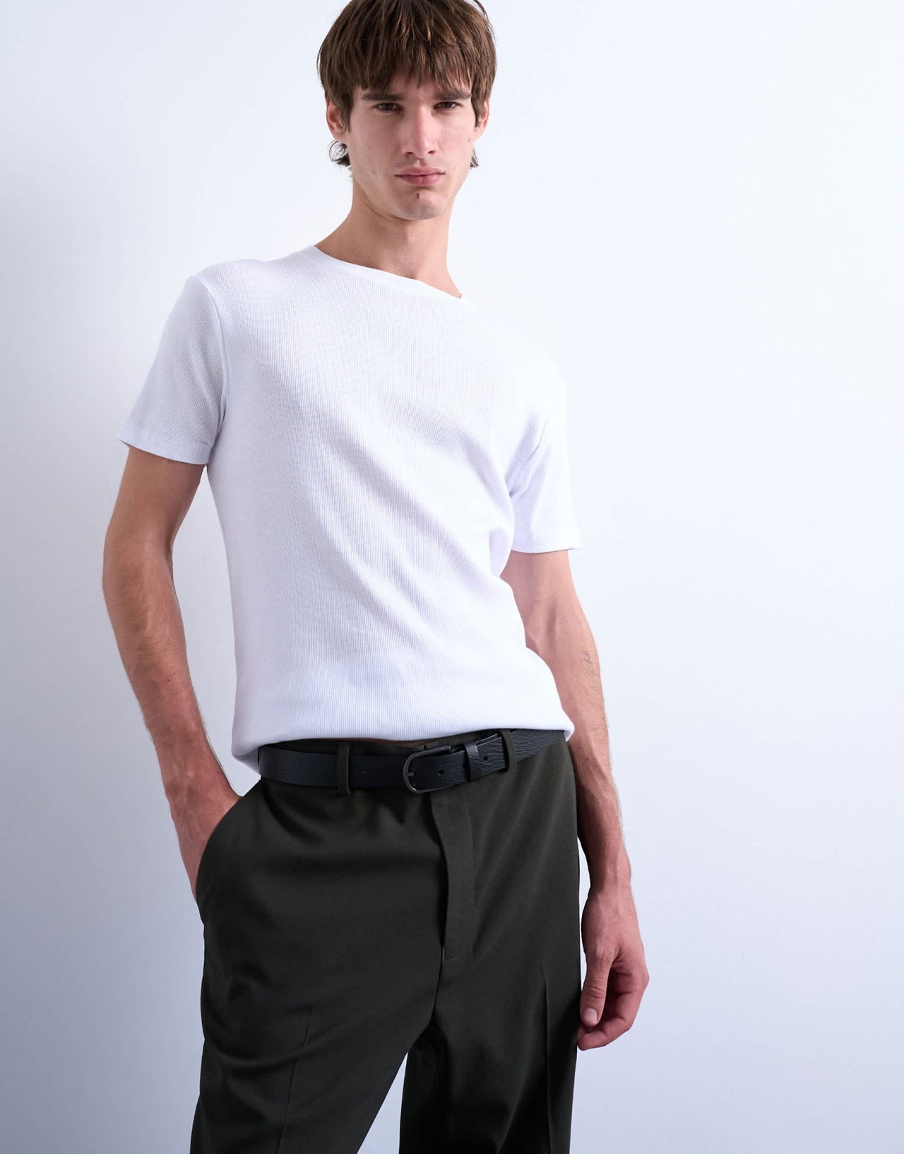 Topman skinny fit ribbed t-shirt in white - ASOS Sample Sale